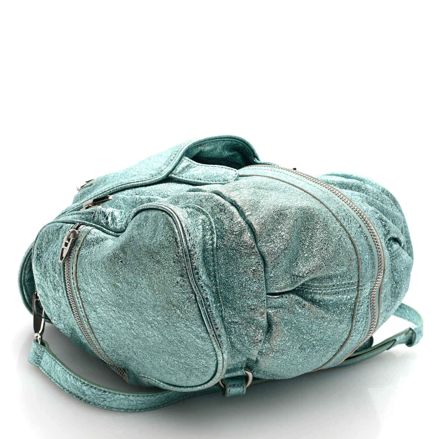 Metallic Calfskin Marti Backpack Bag Light Blue Rhodium Hardware