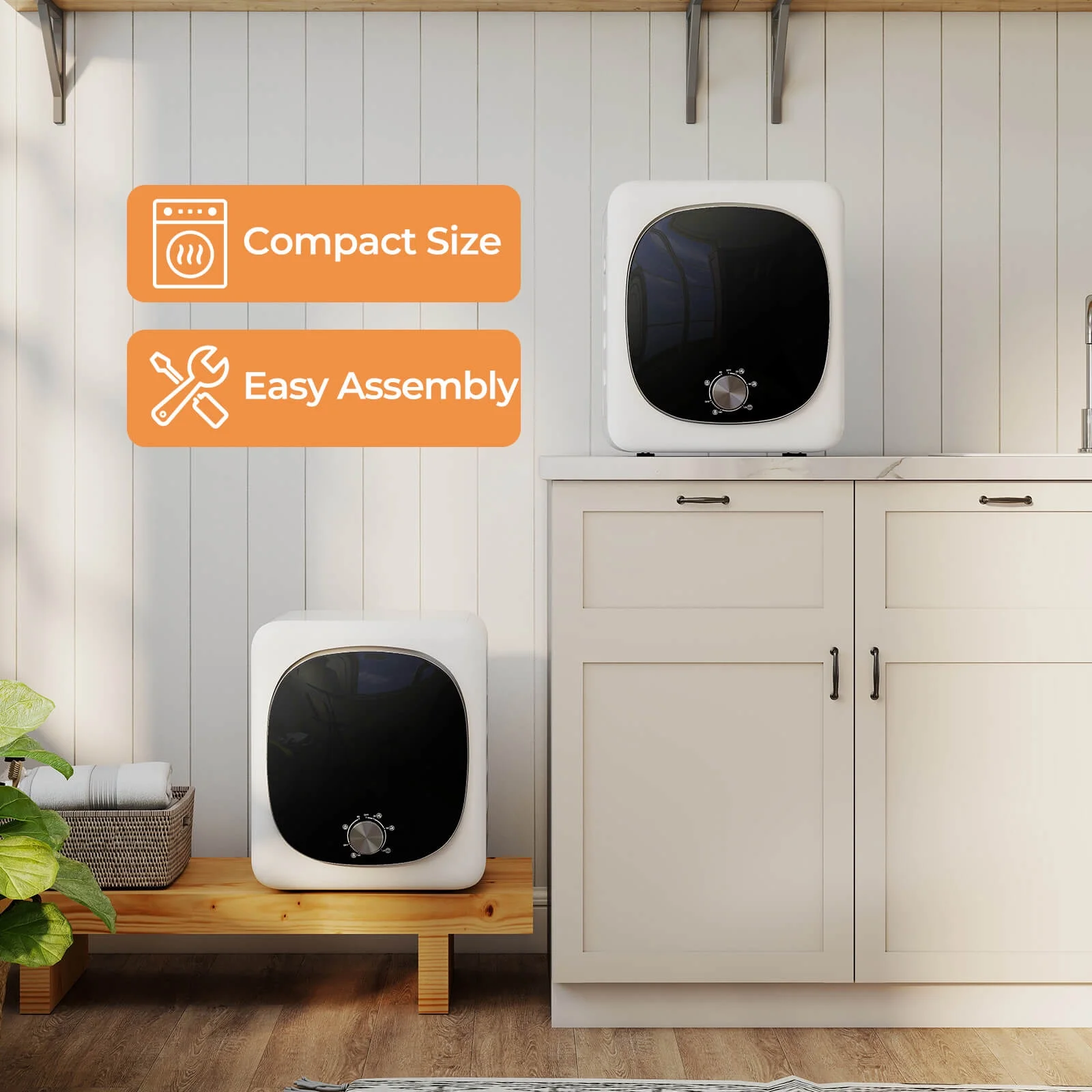 800W Electric 1.5 cu.ft Compact Drying Machine with Stainless Steel Tub 5 Modes - Image 4
