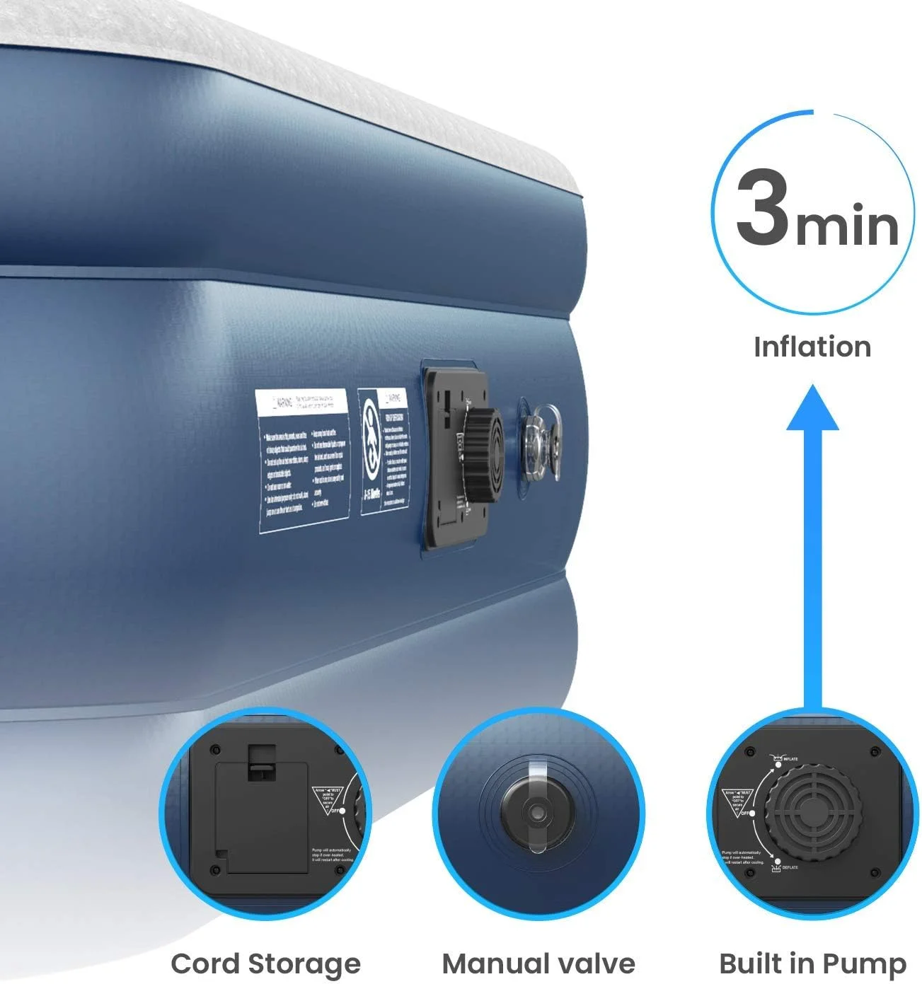 Active Era 18 in Twin Air Mattress, Air Bed with Built in Pump & Raised Pillow