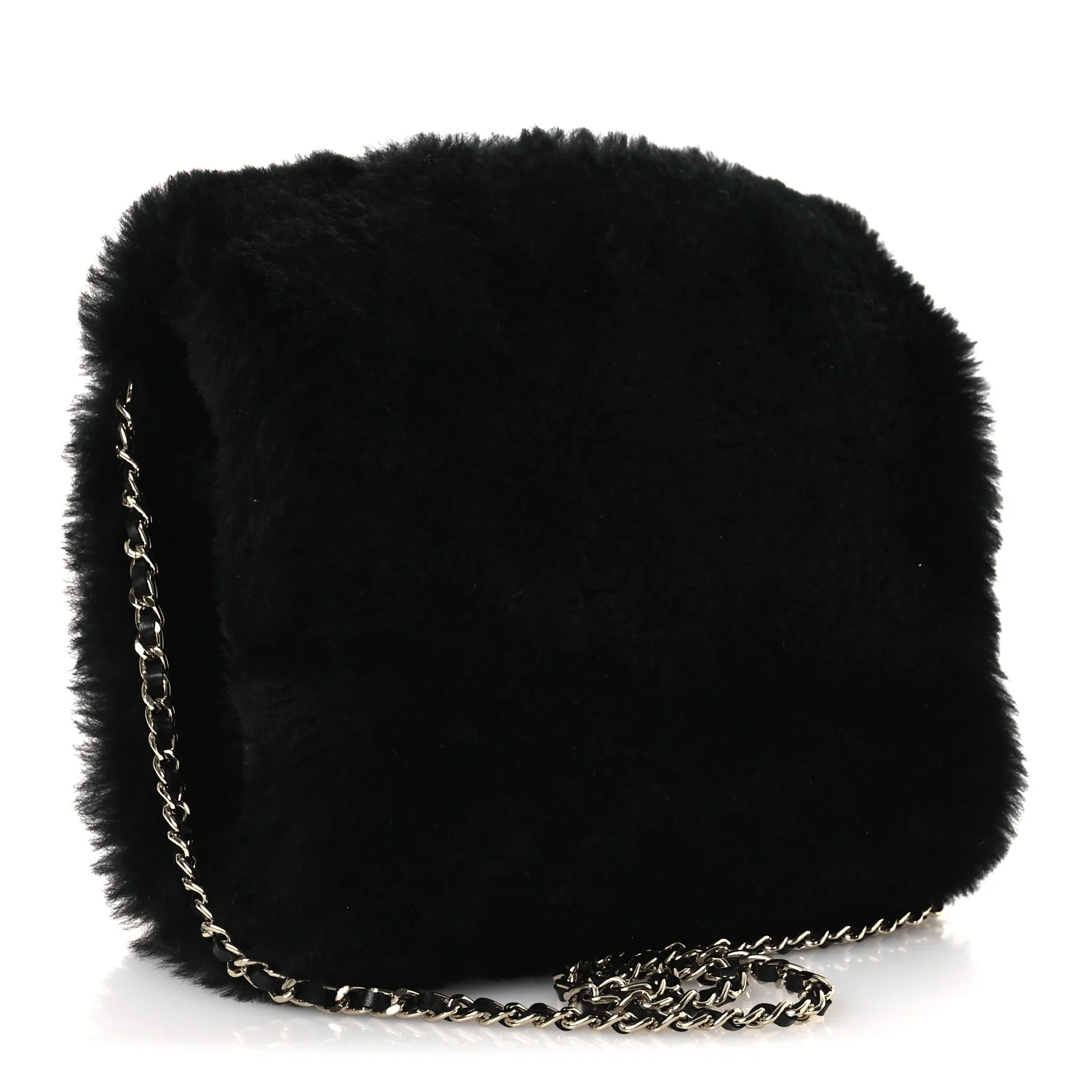 Muff Shearling Lambskin Bag Black Ecru