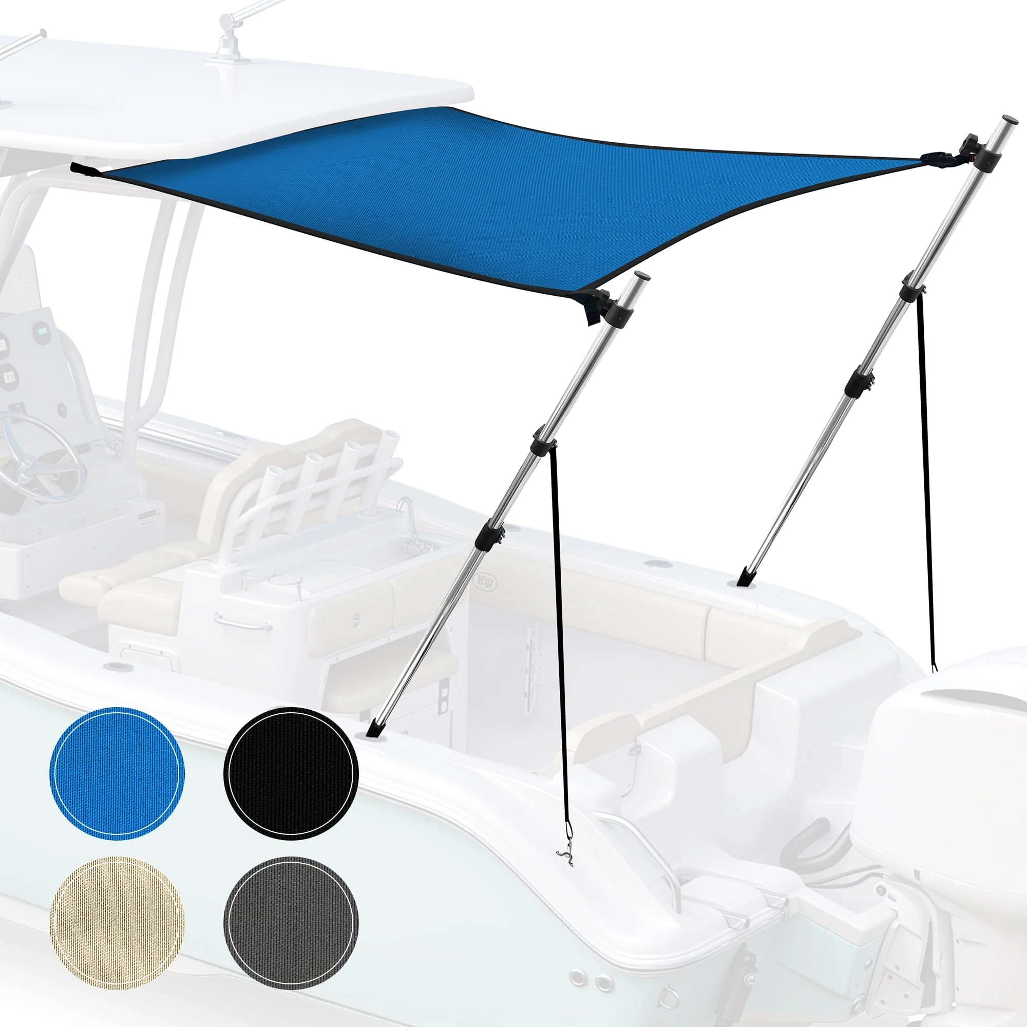 Universal T Top Extension Bimini Tops for Boats Sun Shade Kit, Boat Shade Hard Top Boat Cover Canopy Adjustable Poles, Marine 900D Canvas, Adjustable Height, 67"L x 67"W, (Blue)