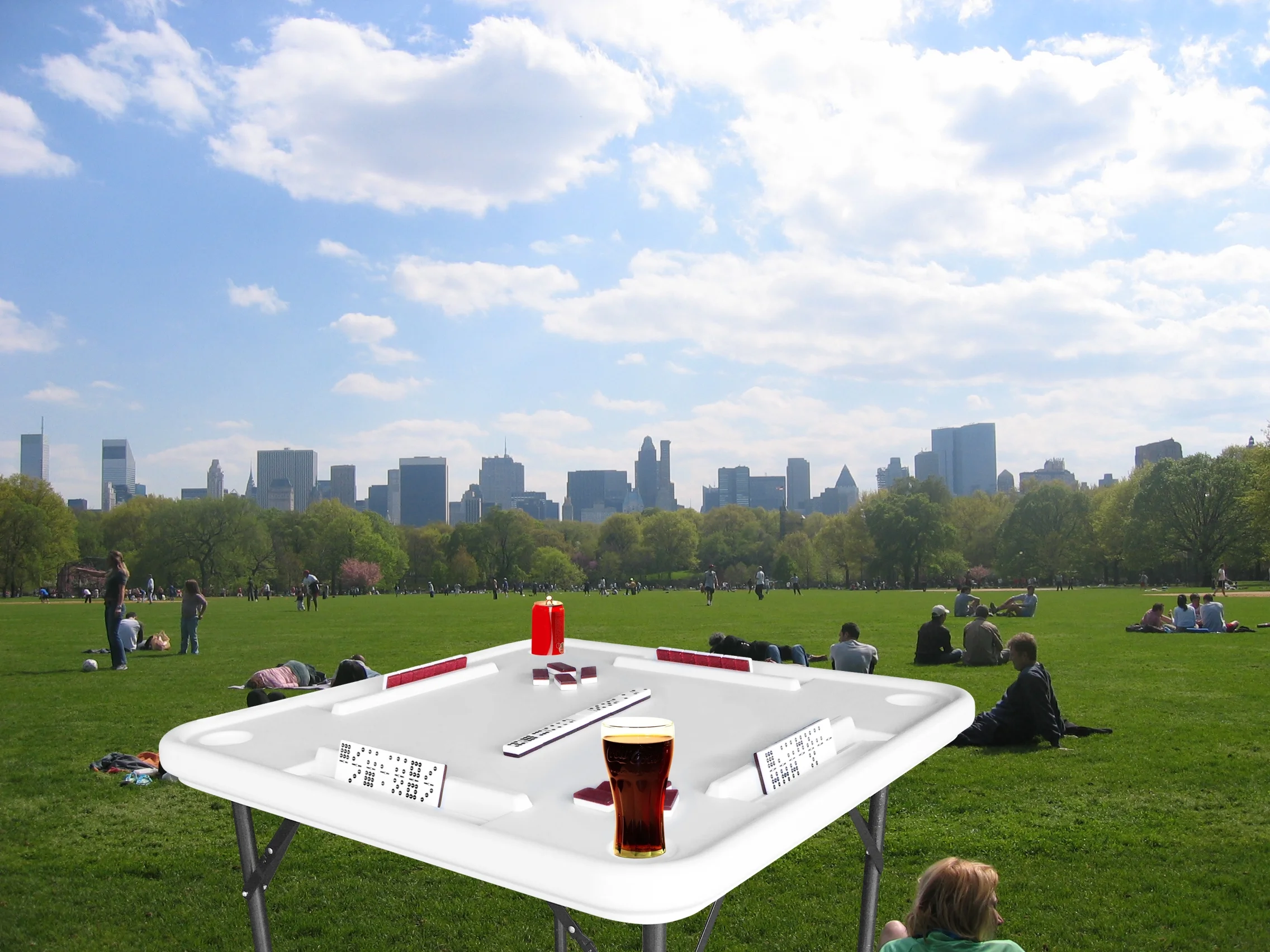 Bene Casa Foldable Domino Table with Built - in Drink Holders, 38