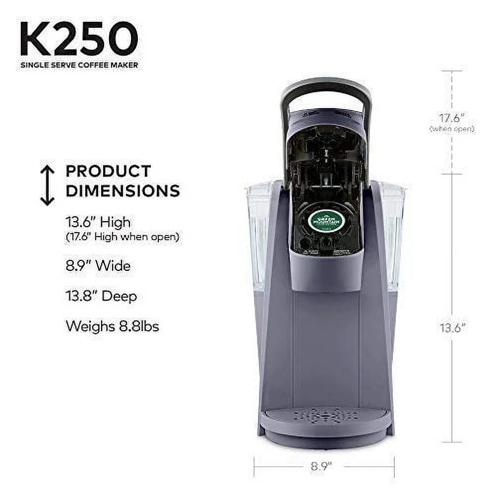 Keurig K250 Coffee Maker, Single Serve K - Cup Pod Coffee Brewer, with Strength Control, Plum Gray