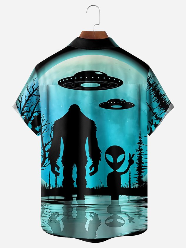 Chemise à manches courtes Bigfoot Alien avec poche poitrine