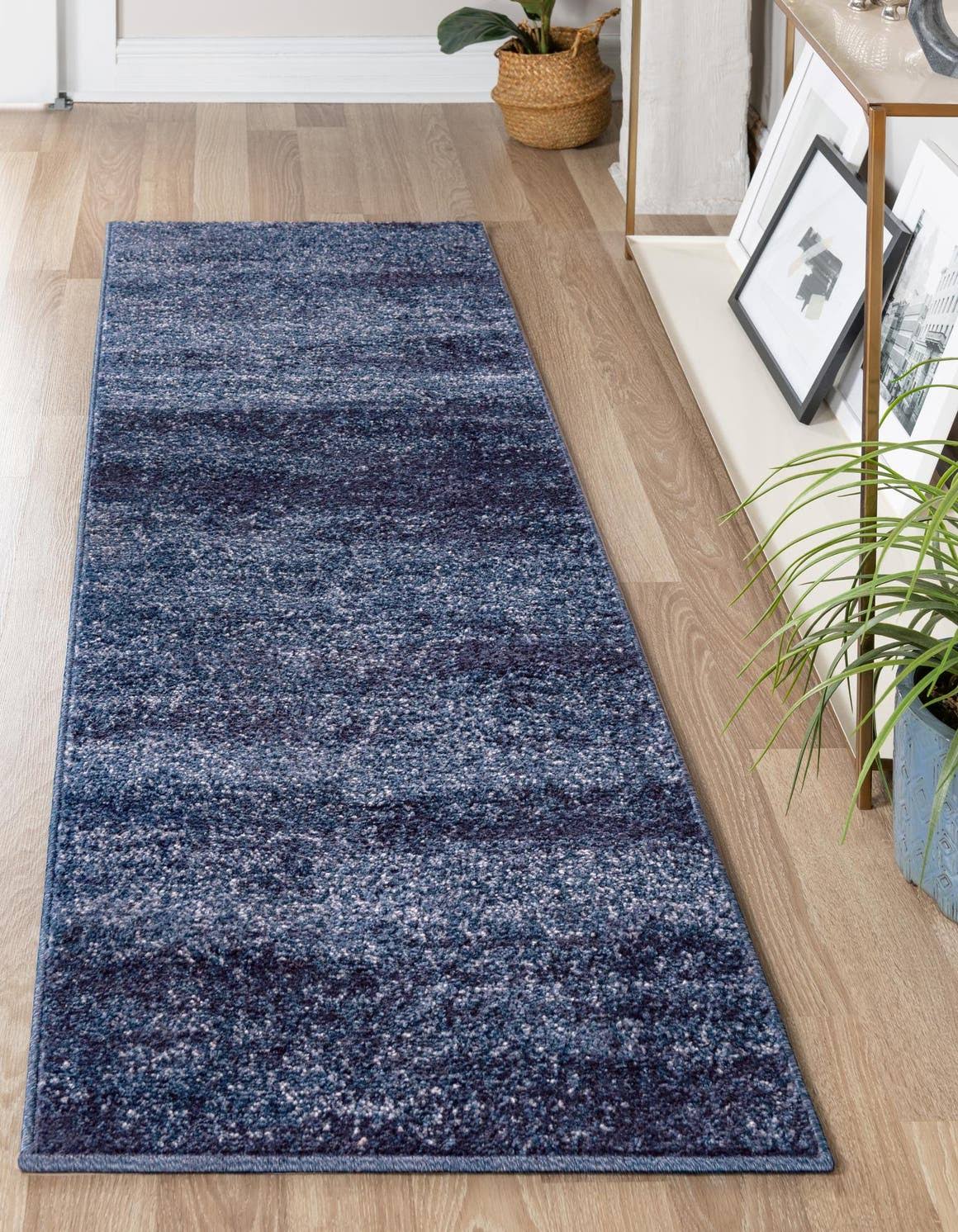 Unique Loom Del Mar Navy Blue 10 ft Runner Area Rug