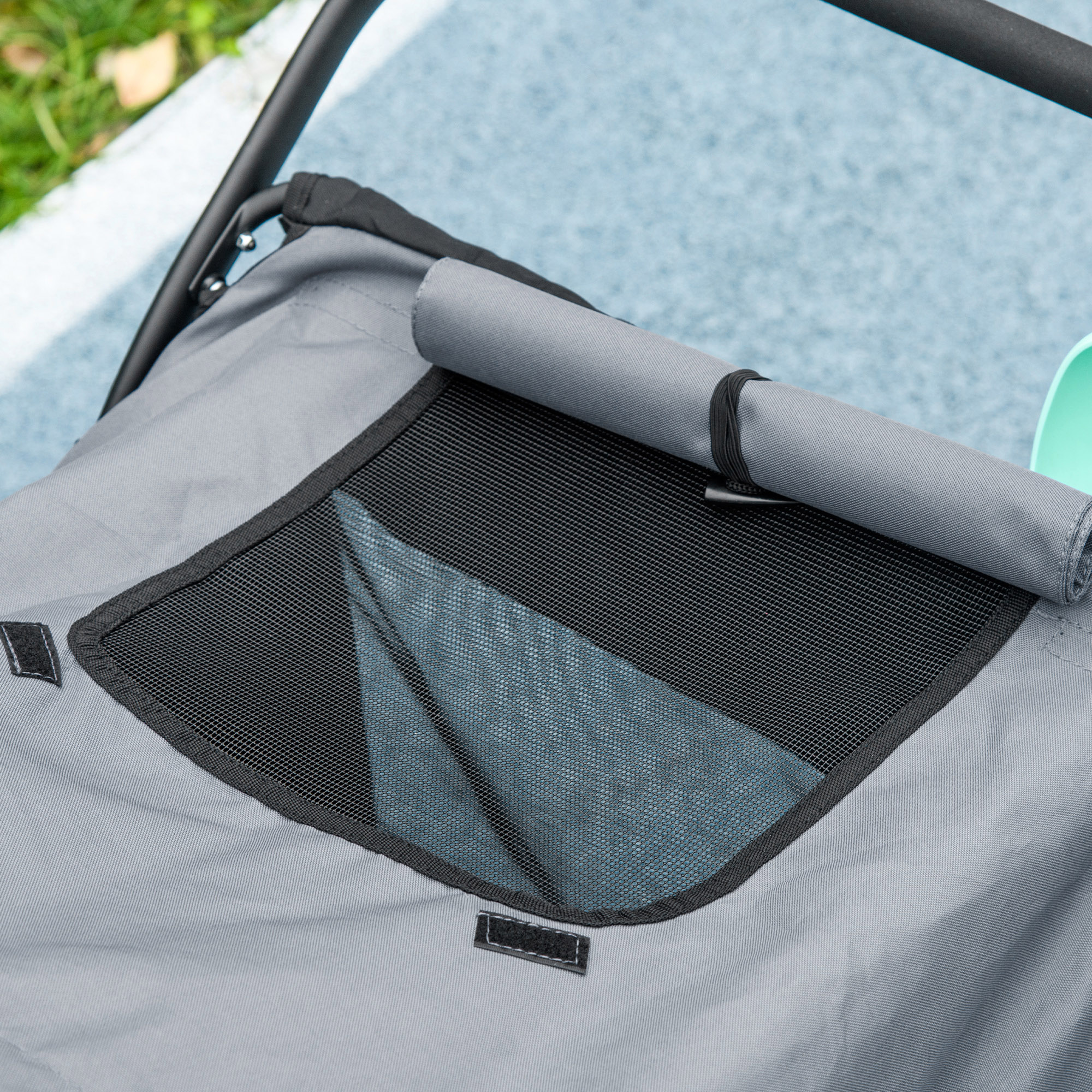 PawHut Hondenbuggy, opvouwbaar, opklapbaar, Ligkussen, Stalen frame, Grijs/Zwart