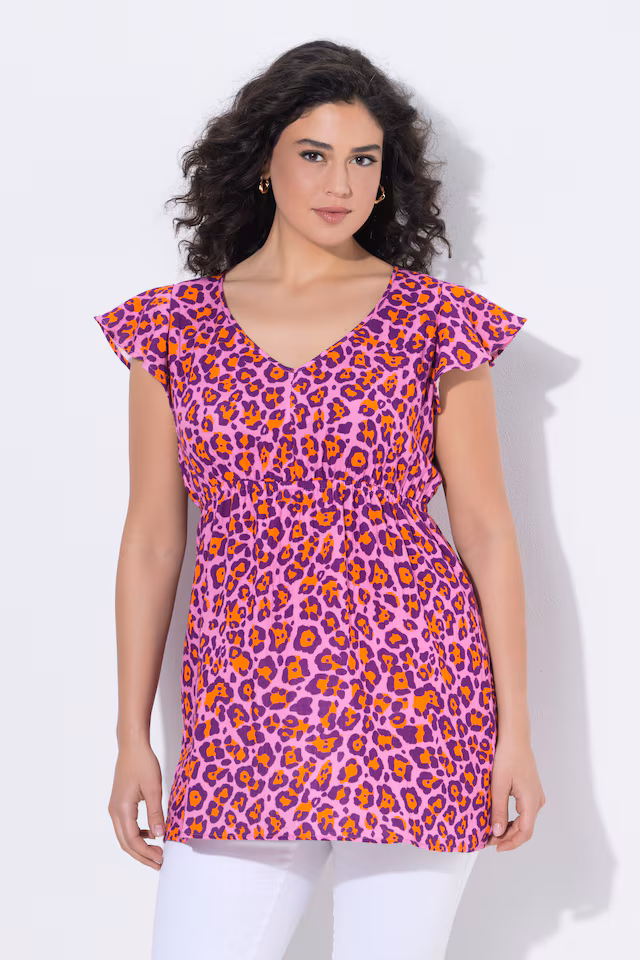 Leopard Print Sleeveless Ruffle Blouse