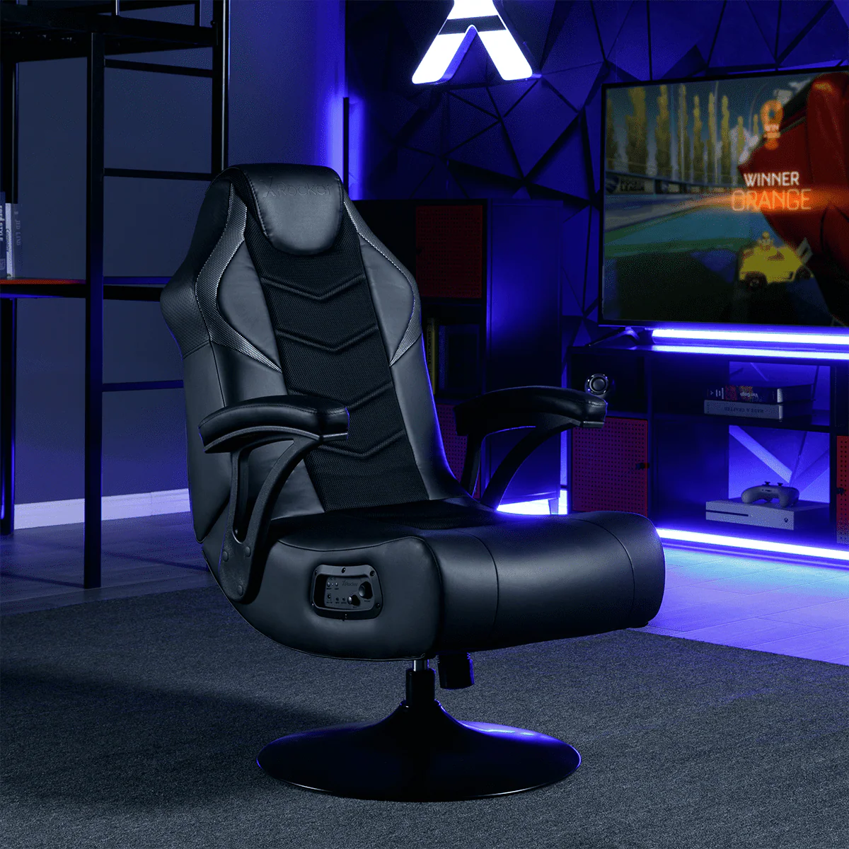 X Rocker Nemesis RGB Pedestal Gaming Chair, Black Mesh, 31.89