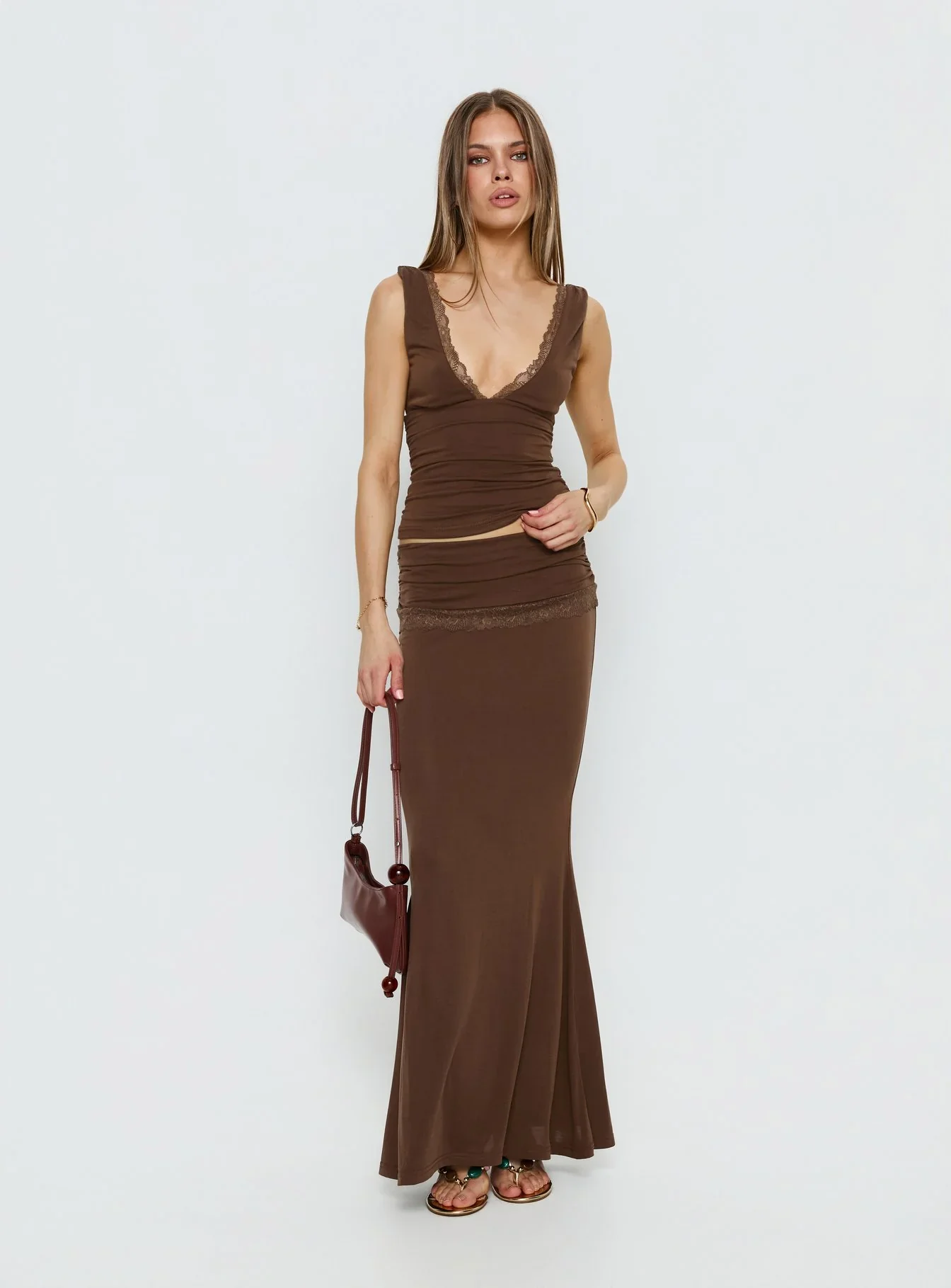 Zespri Jersey Maxi Skirt Brown