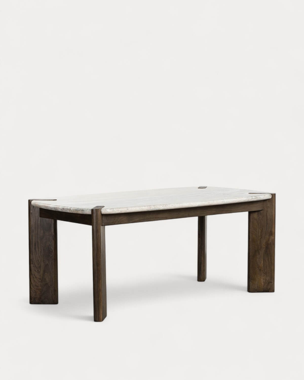 Edgar - Mesa de Comedor Rectangular de Mármol Sawar y Madera de Mango (180x99 cm) Edgar