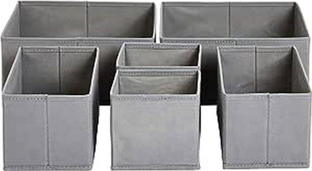 Basics Cloth Drawer Storage Organizer Boxes, Set of 6
