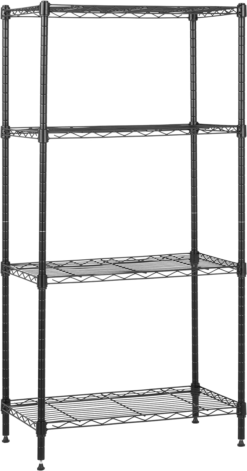 Amazon Basics 4-Shelf Steel Wire Storage Shelves for Garage, Adjustable Metal Shelving Unit, 200 lbs Per Shelf, 23.2