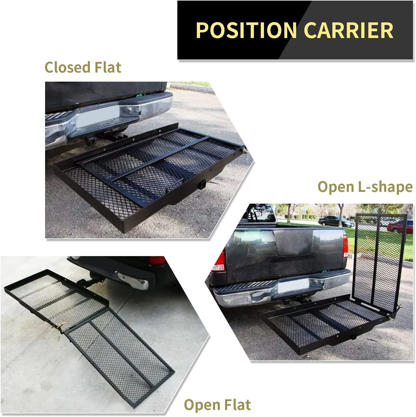 HECASA 500 lb Carrier Hitch Mounted Cargo Folding Scooter and Wheelchair Carrier Mobility Rack with Loading Ramp