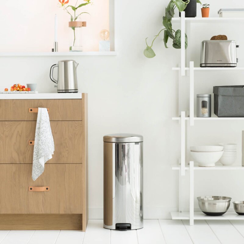 NewIcon pedalbøtte 30L blankt stål