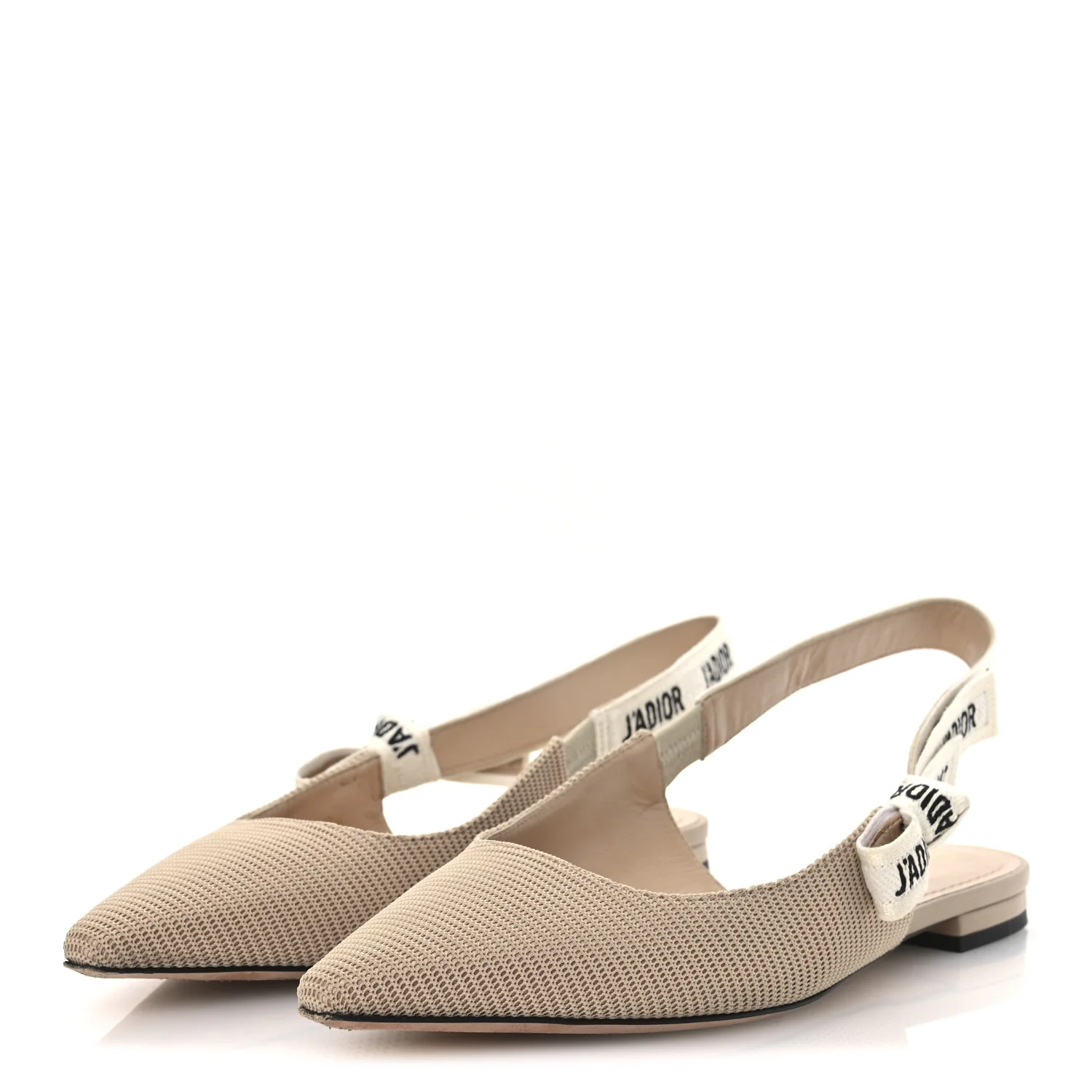 Technical Canvas Ribbon J'Adior Slingback Ballet Flats 38.5 Powder Nude