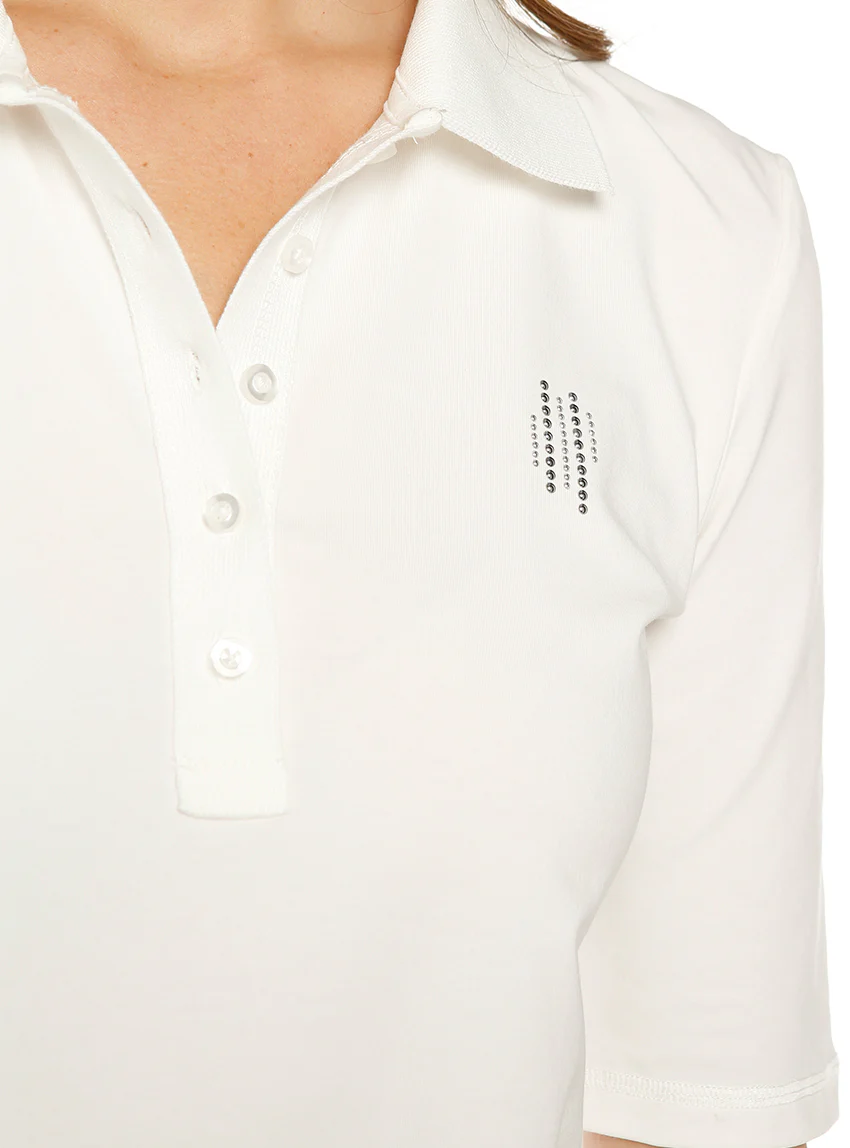 Polo femme en coton blanc naturel