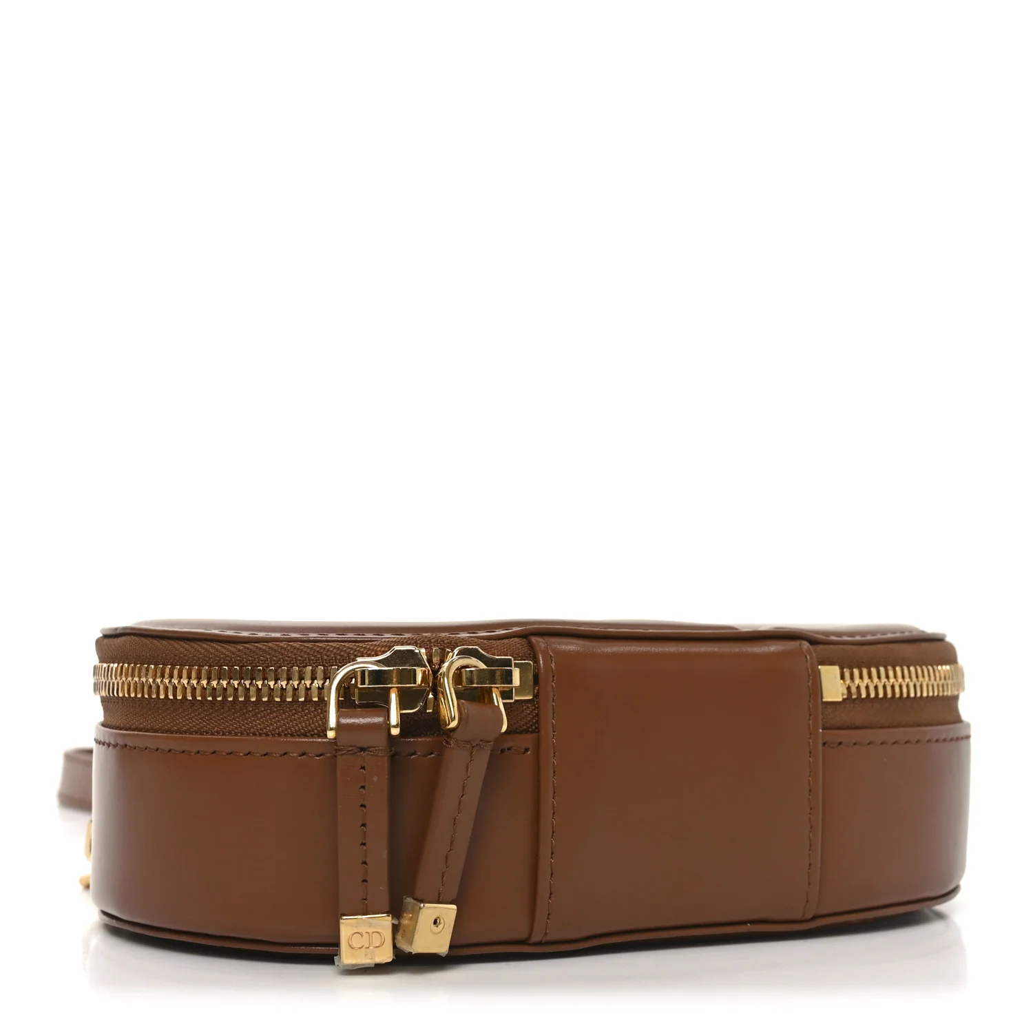 Calfskin CD Signature Oval Crossbody Camera Bag Brown