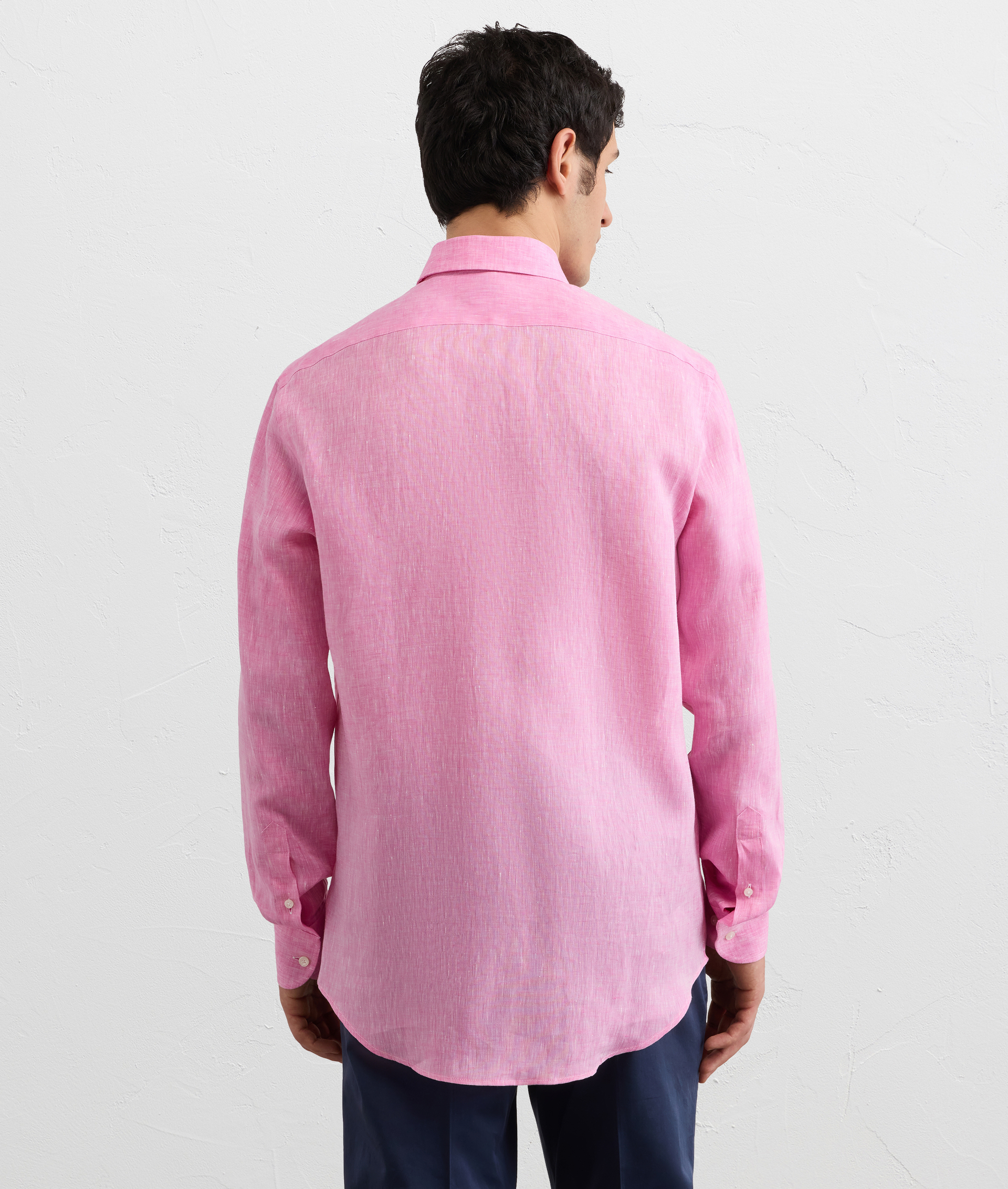 PINK LINEN SHIRT WITH SMALL BOLOGNA COLLAR