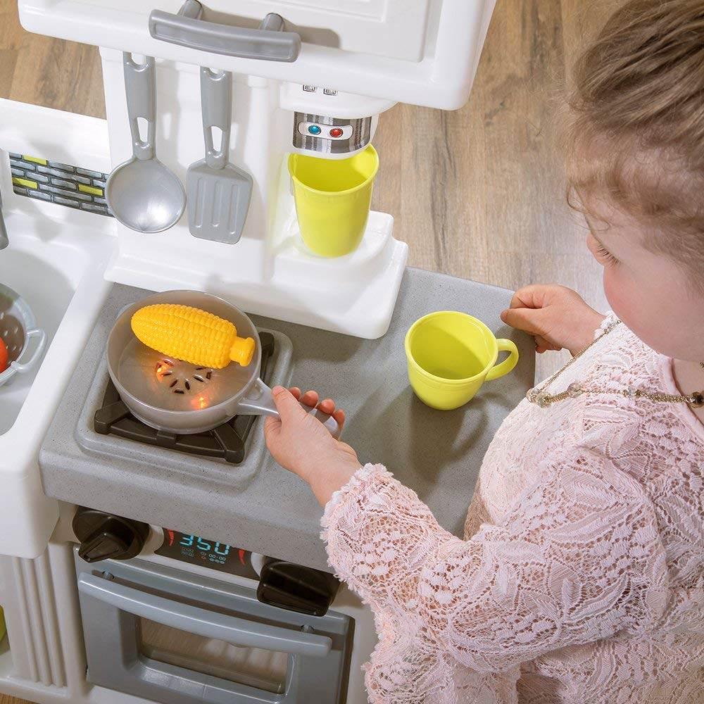 Step2 Downtown Delights Plastic Play Kitchen with 24 Piece Play Set