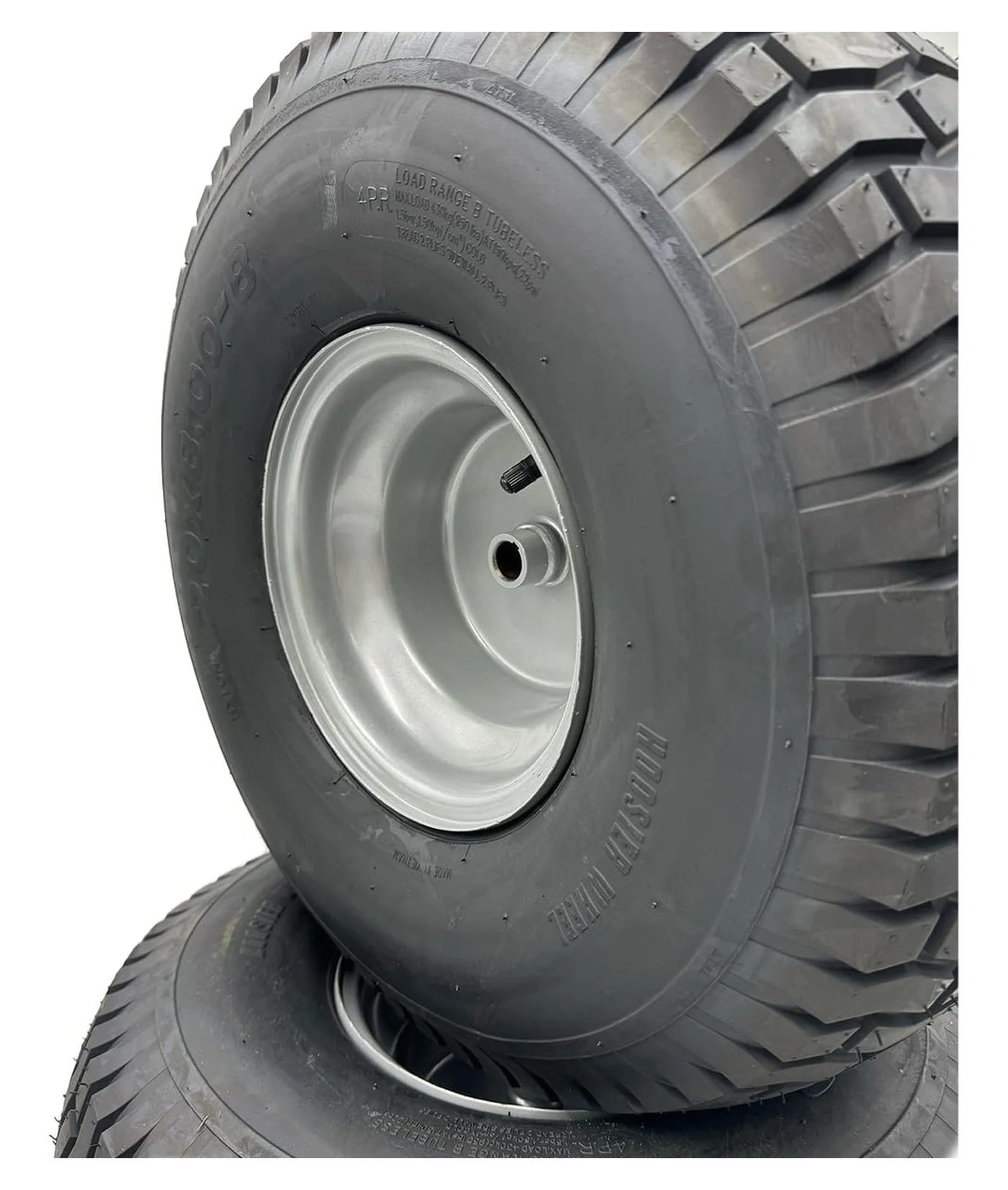 Set of 2 - Silver 20x8.00 - 8 Lawn Mower Tire with Rim - Fits on 3/4 in Axle