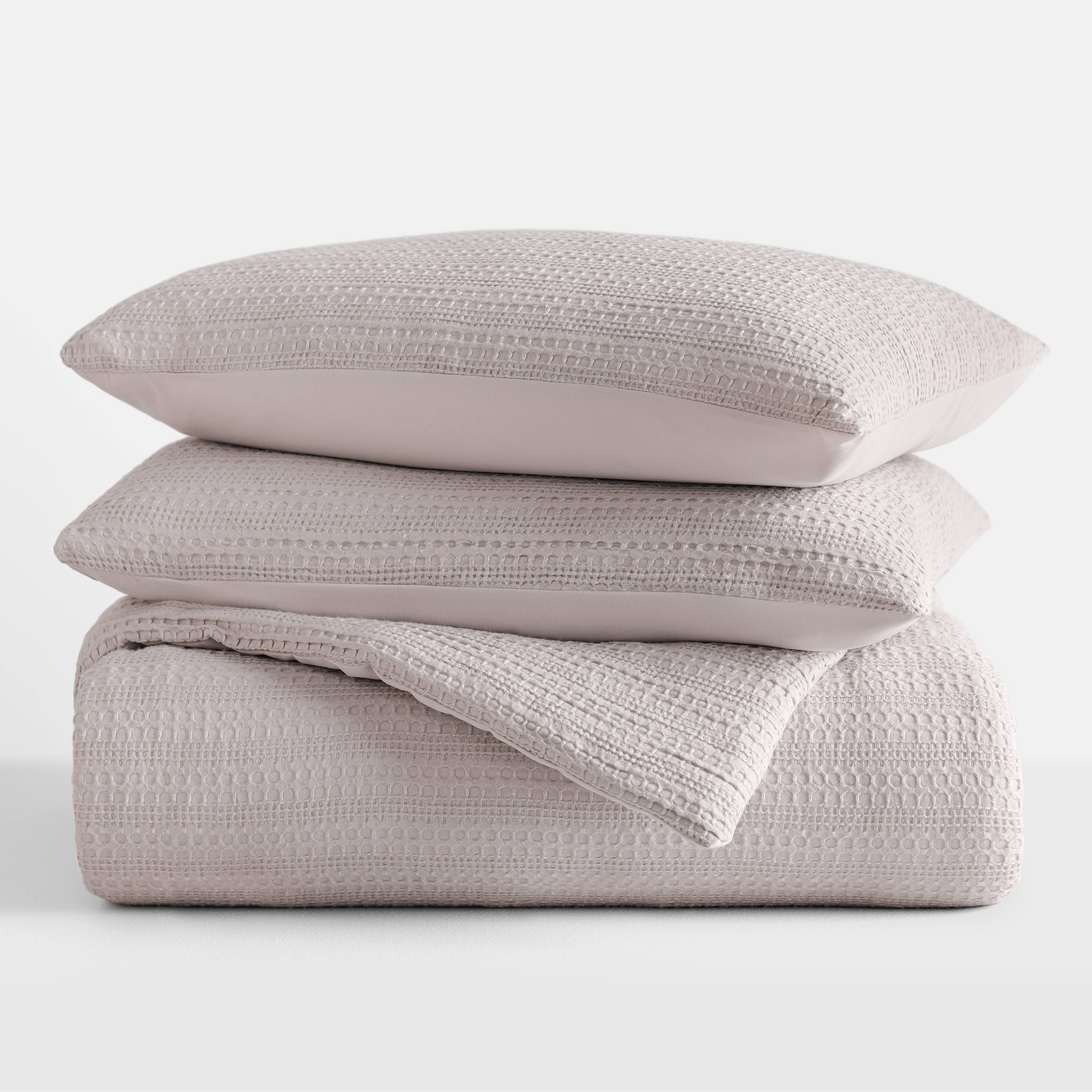 ienjoy Home Waffle Textured 3 Piece Comforter Set All Season Down-Alternative Ultra Soft Bedding - Mauve - Twin