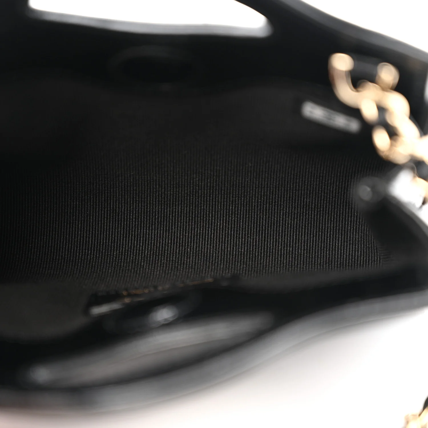 Shiny Lambskin Quilted Micro 31 Clutch With Chain Black