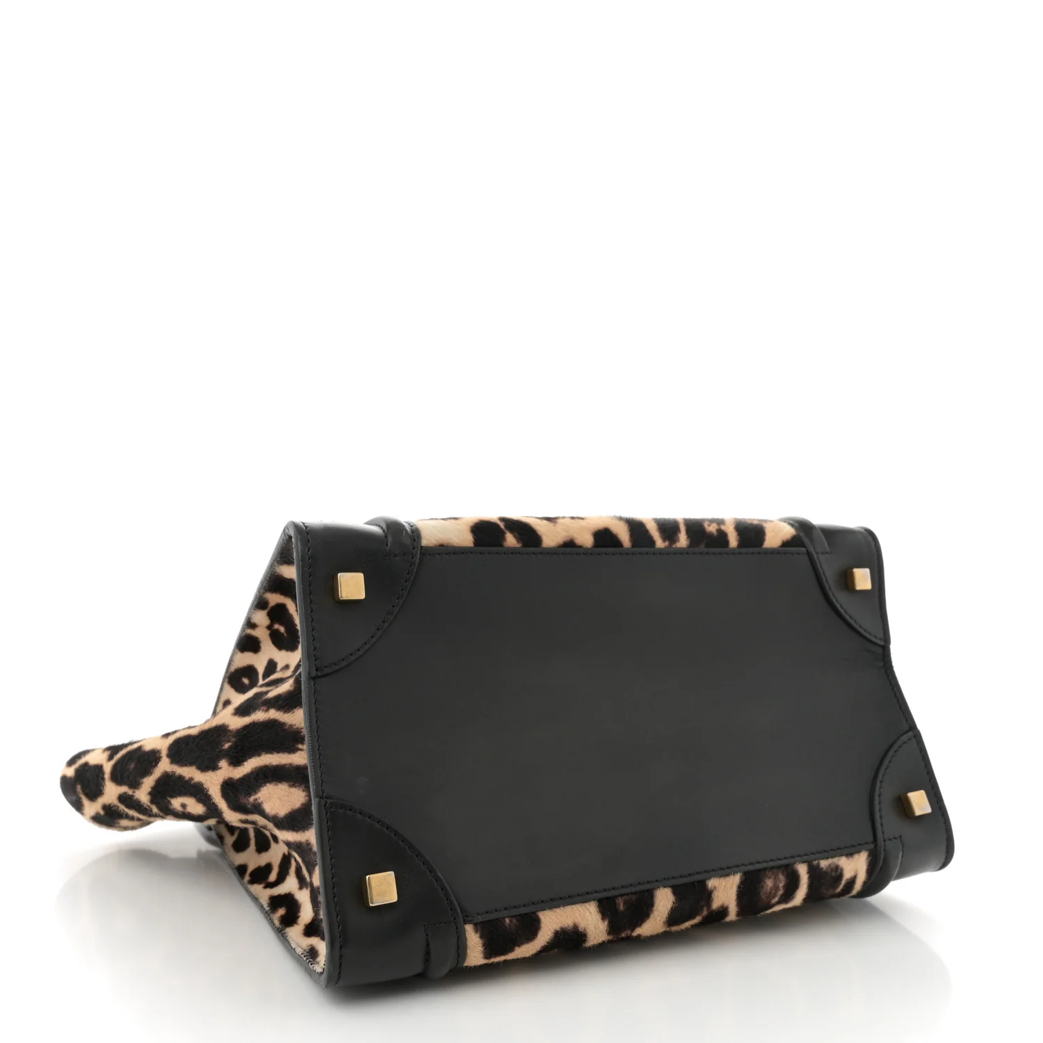 Leopard Pony Hair Mini Luggage Black
