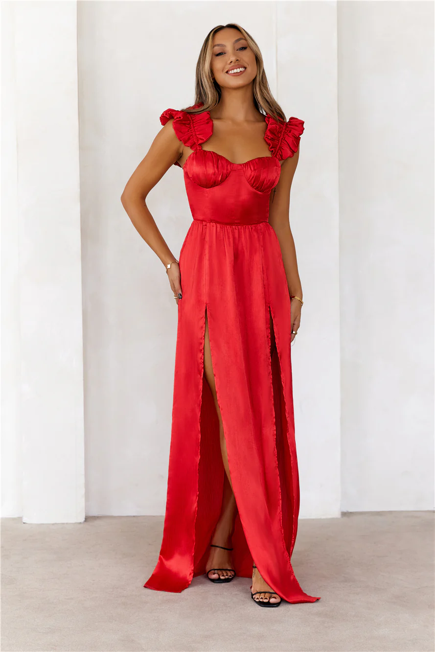 BEACNLADY Pretty First Impression Dress Red