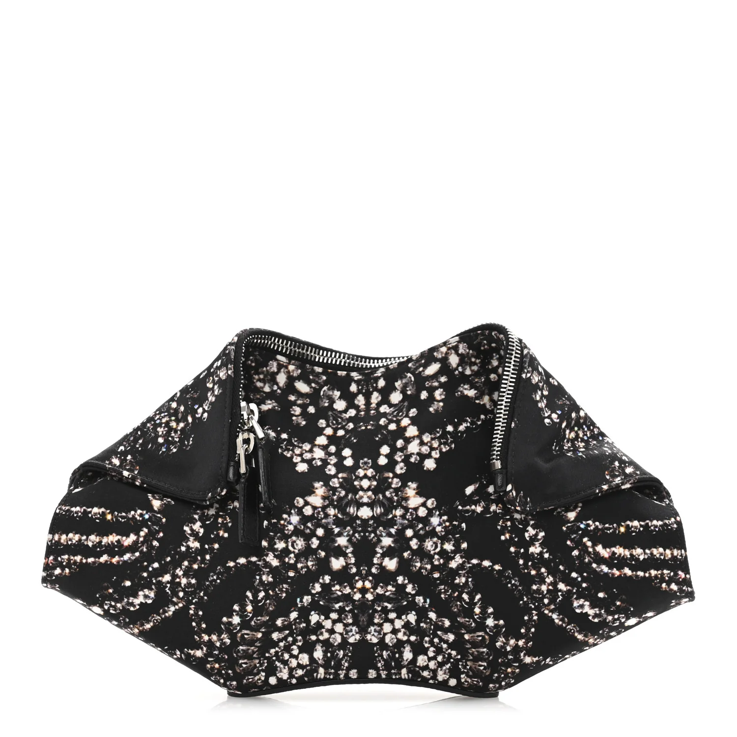 Silk Dandelion Print De Manta Clutch Black