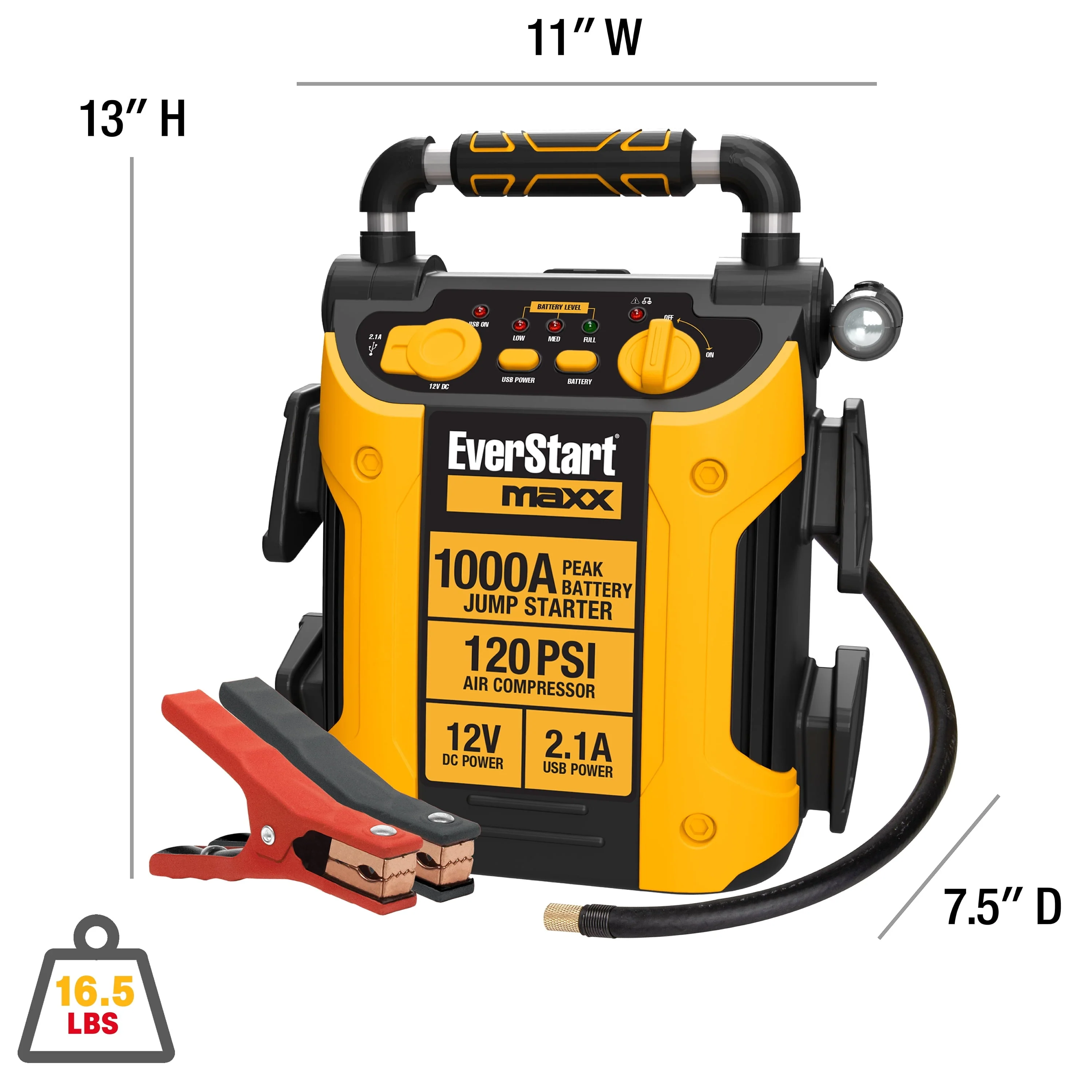 EverStart Maxx J5C09E 1000 Peak Amp Jump Starter with Compressor, Pivoting LED Light, DC and USB Port Image 5