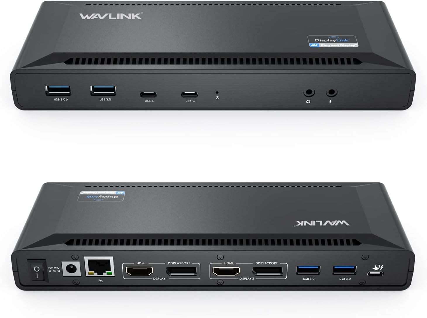 WAVLINK Universal USB C Laptop Docking Station Dual Monitors 5K/4K@60Hz with 65W Host Charging for Thunderbolt 4/3  USB-C Windows  Mac M1-M5/Macbook Neo  Chrome (2HDMI+2DP)  6USB 3.0  1Gbps Ethernet