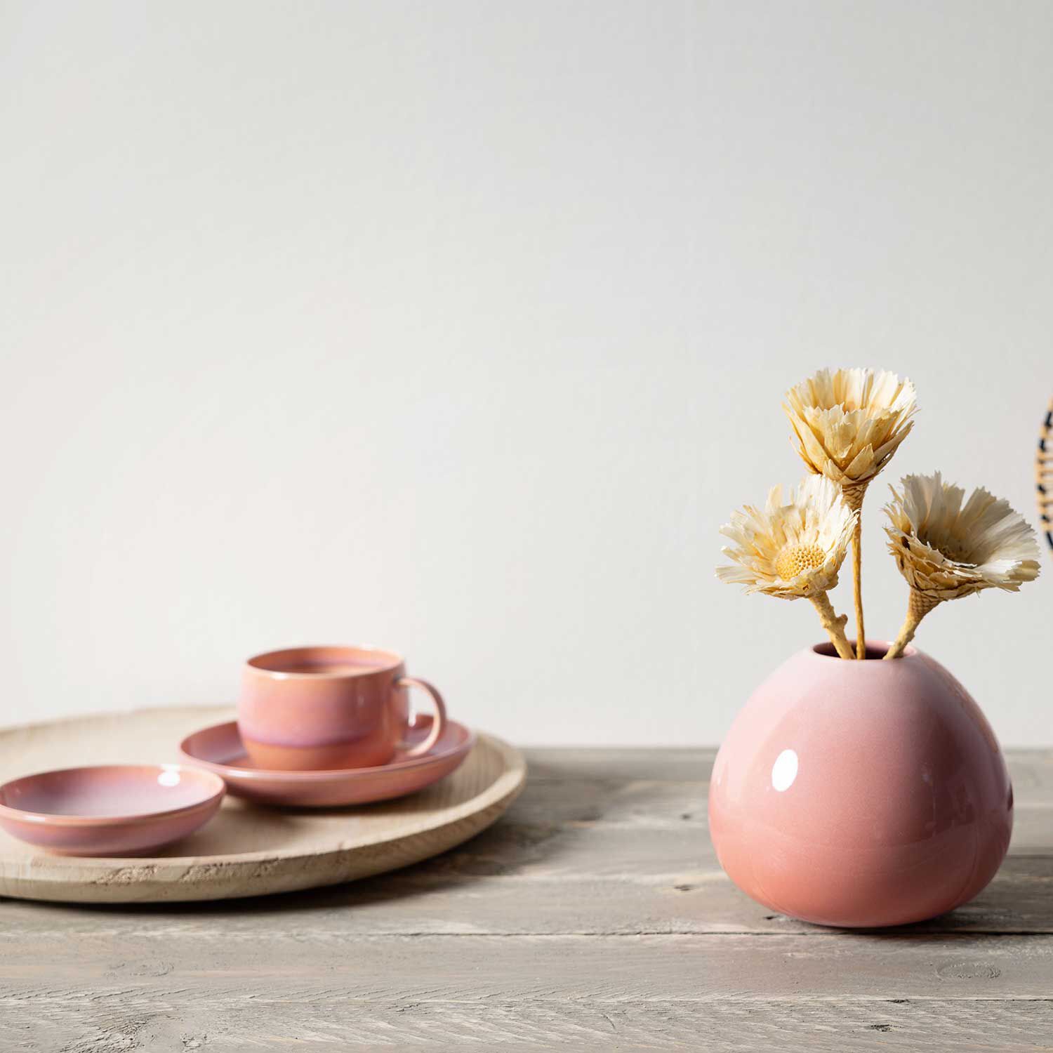 Perlemor Vase - Pink, 5.9'' x 5.1'', stoneware