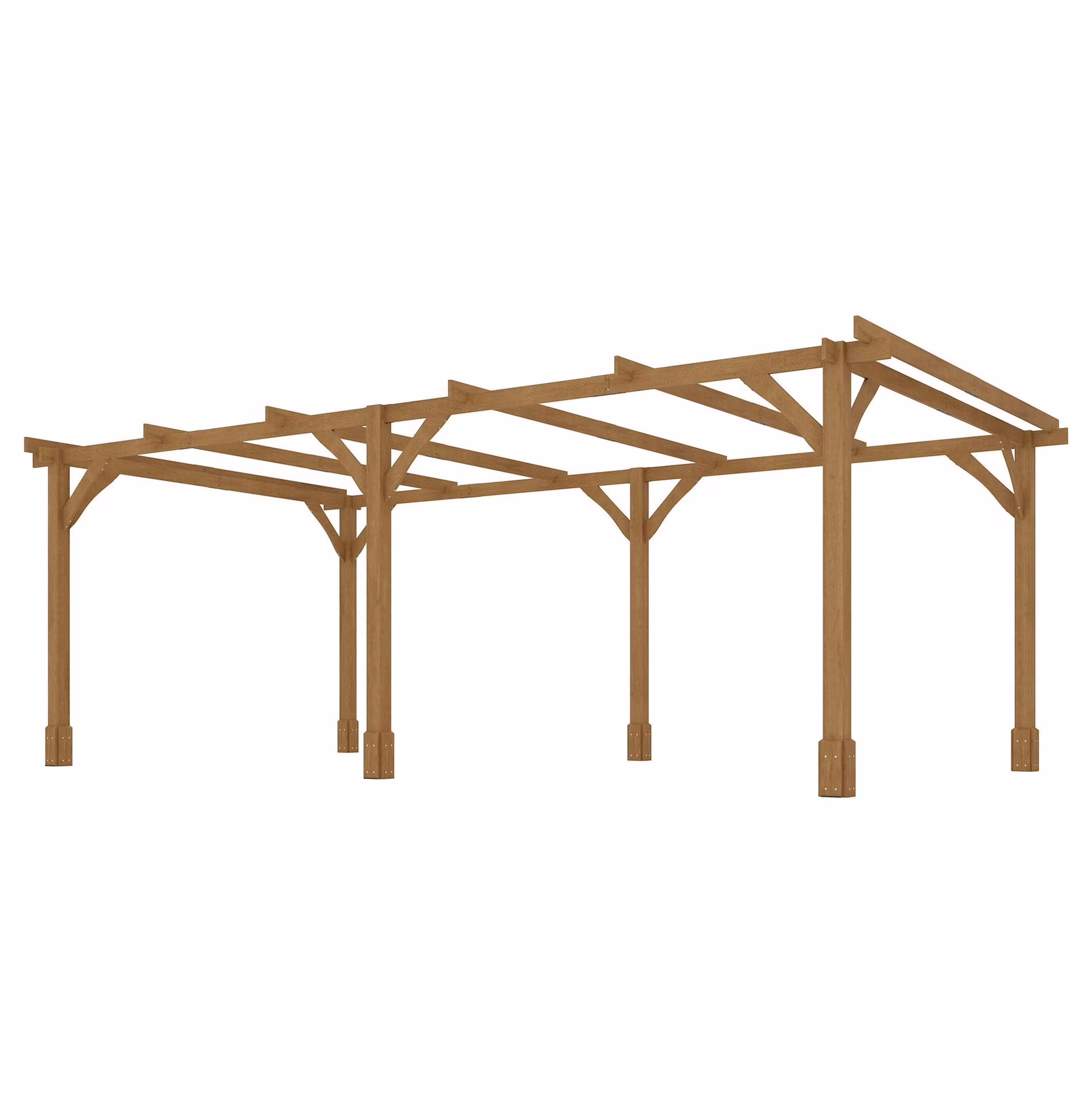 20x10ft Wood Pergola, Outdoor Gazebo Grape Trellis Dark Brown