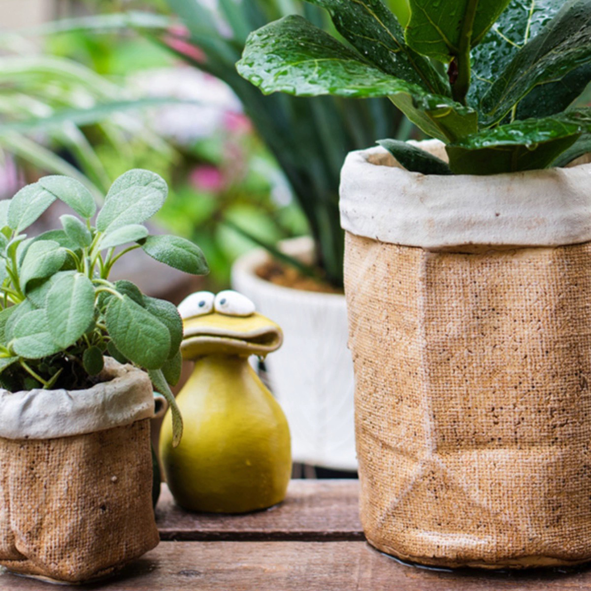 Home Garden Decorative Succulent Plant Pot Rustic Style Cement Flower Pots & Planters