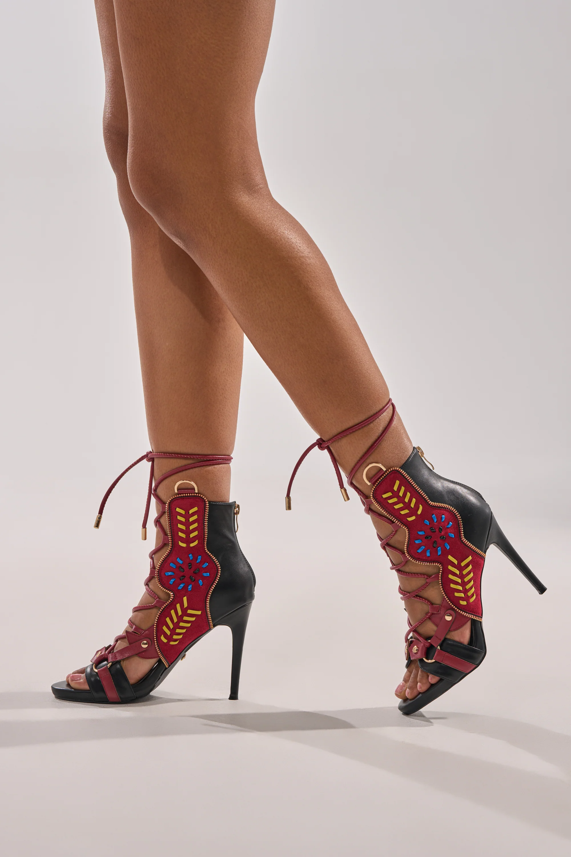 AZALEA WANG SHAINIA BLACK MULTI SUEDE STILETTO SANDAL - Akira Store