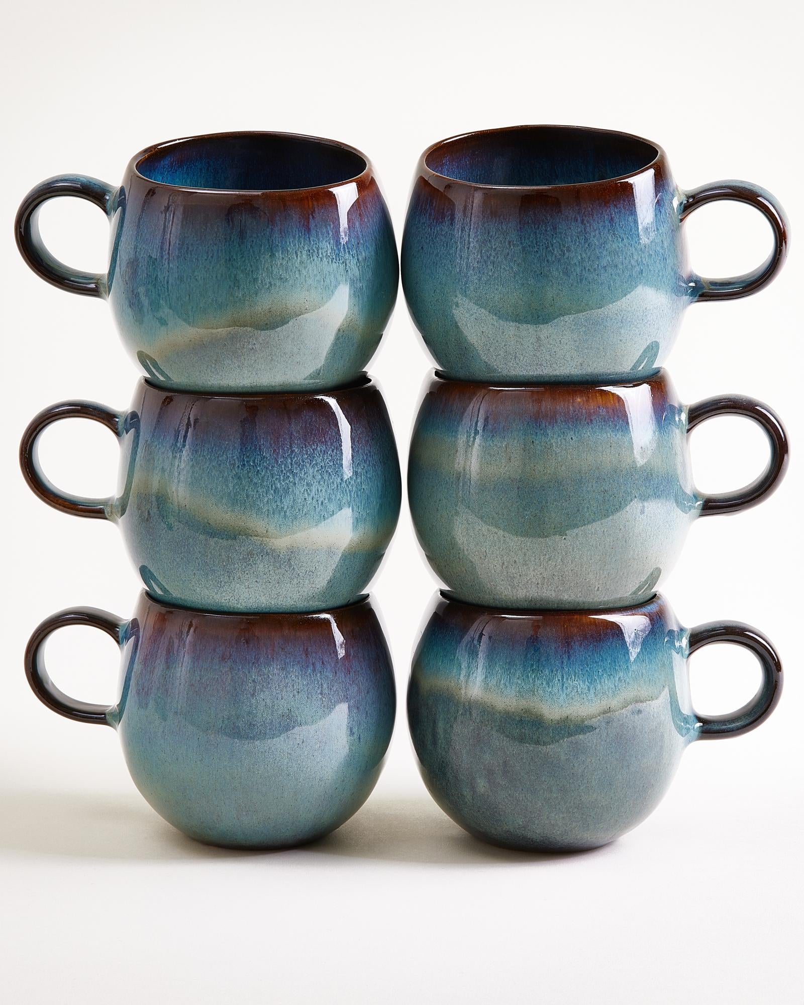 MADEIRA - LARGE MUG GREEN-BLUE SET OF 6