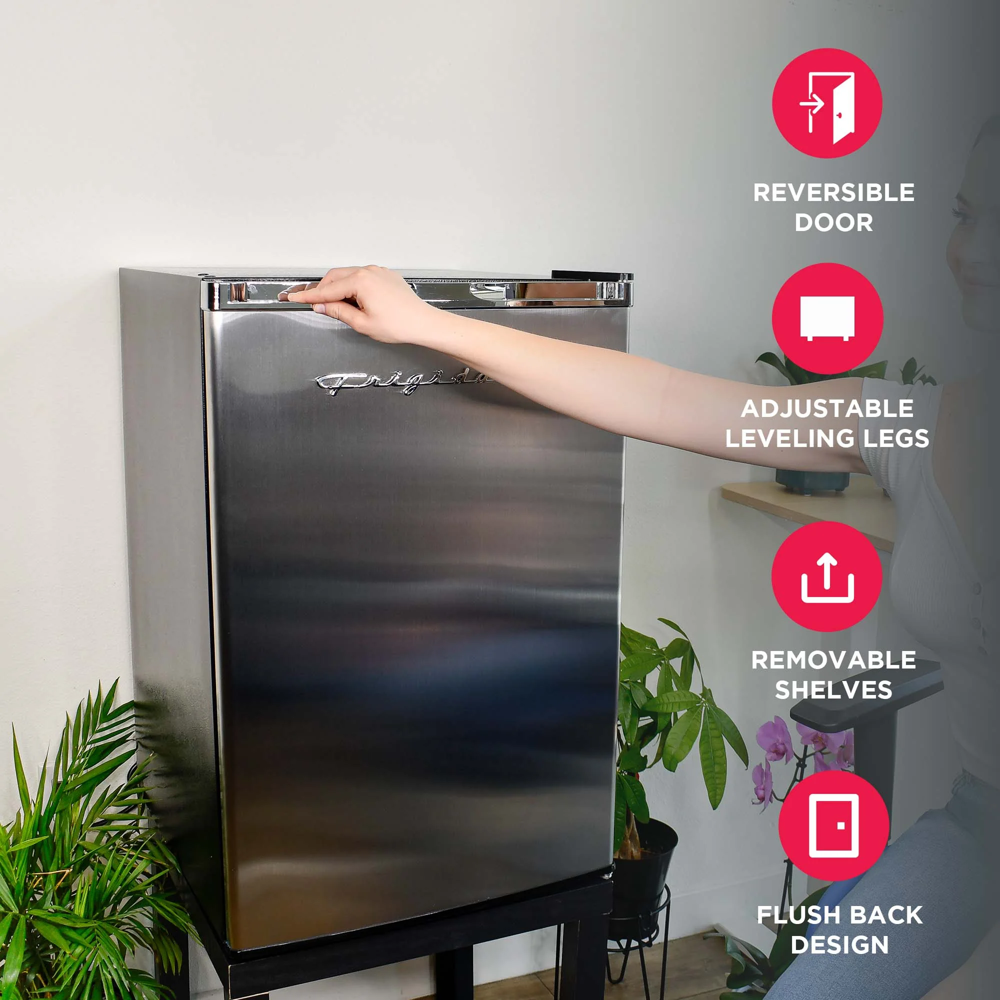 4.5 Cu. Ft. Compact Fridge with Chrome Trim EFR492, Platinum - Image 3