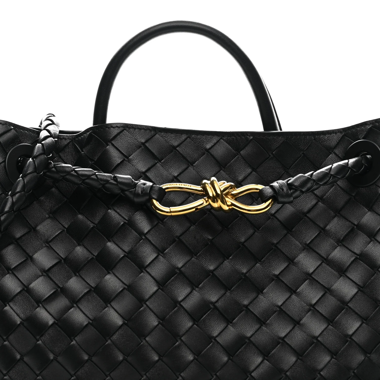 Nappa Intrecciato Medium Andiamo Shoulder Bag Black