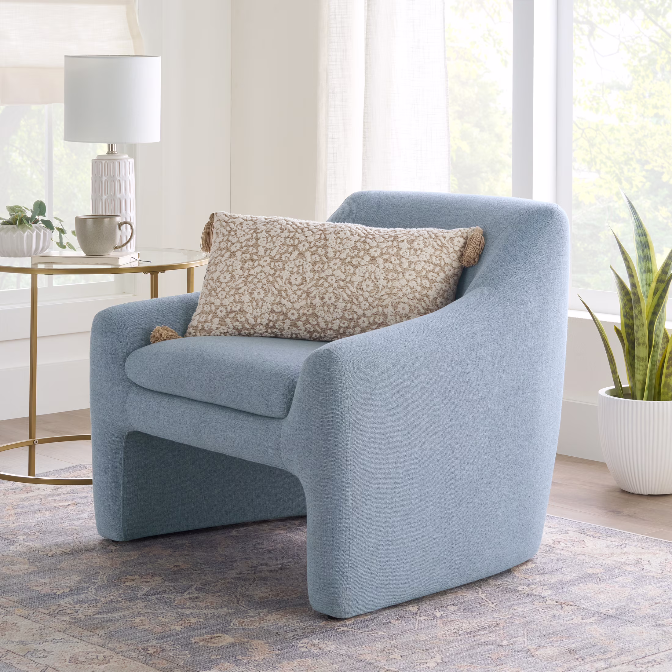Better Homes & Gardens Emerson Curvy Accent Chair, Truffle Brown Boucle