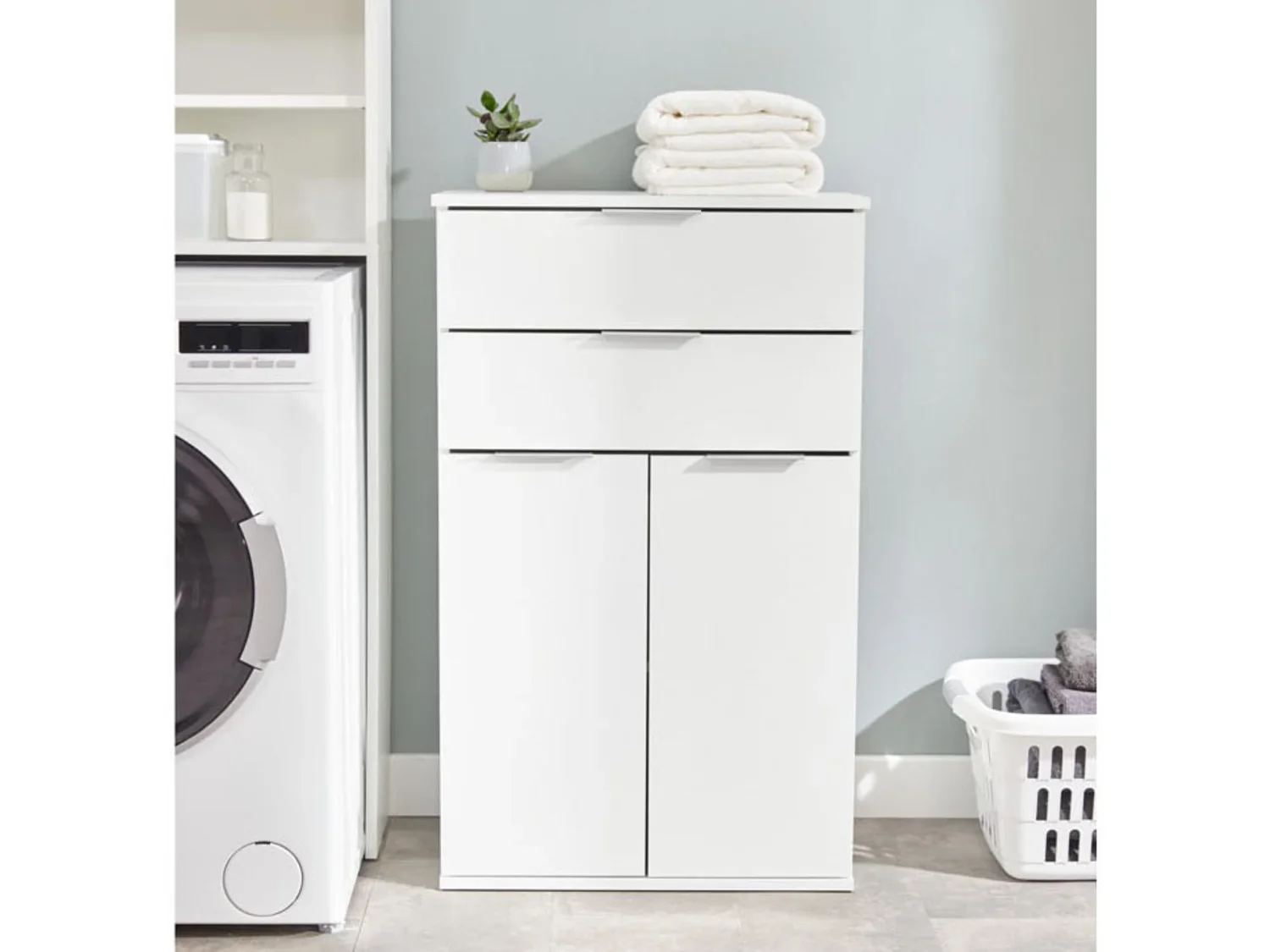LIVARNO home Meuble bas Liverpool, 57,6 x 94,8 x 32,9 cm, blanc