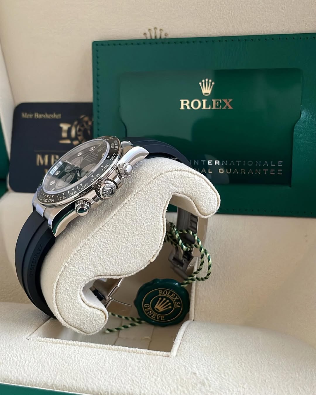 [Super Clone]Daytona White Gold / Ceramic / Black / Diamond-Set / Oysterflex  m126519ln-0004