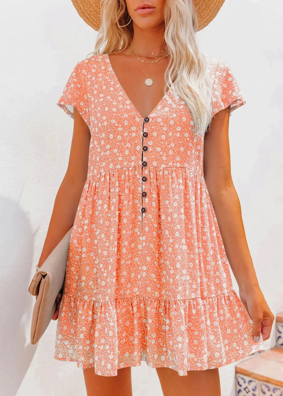 Robe courte bohème bleu clair pour femmes