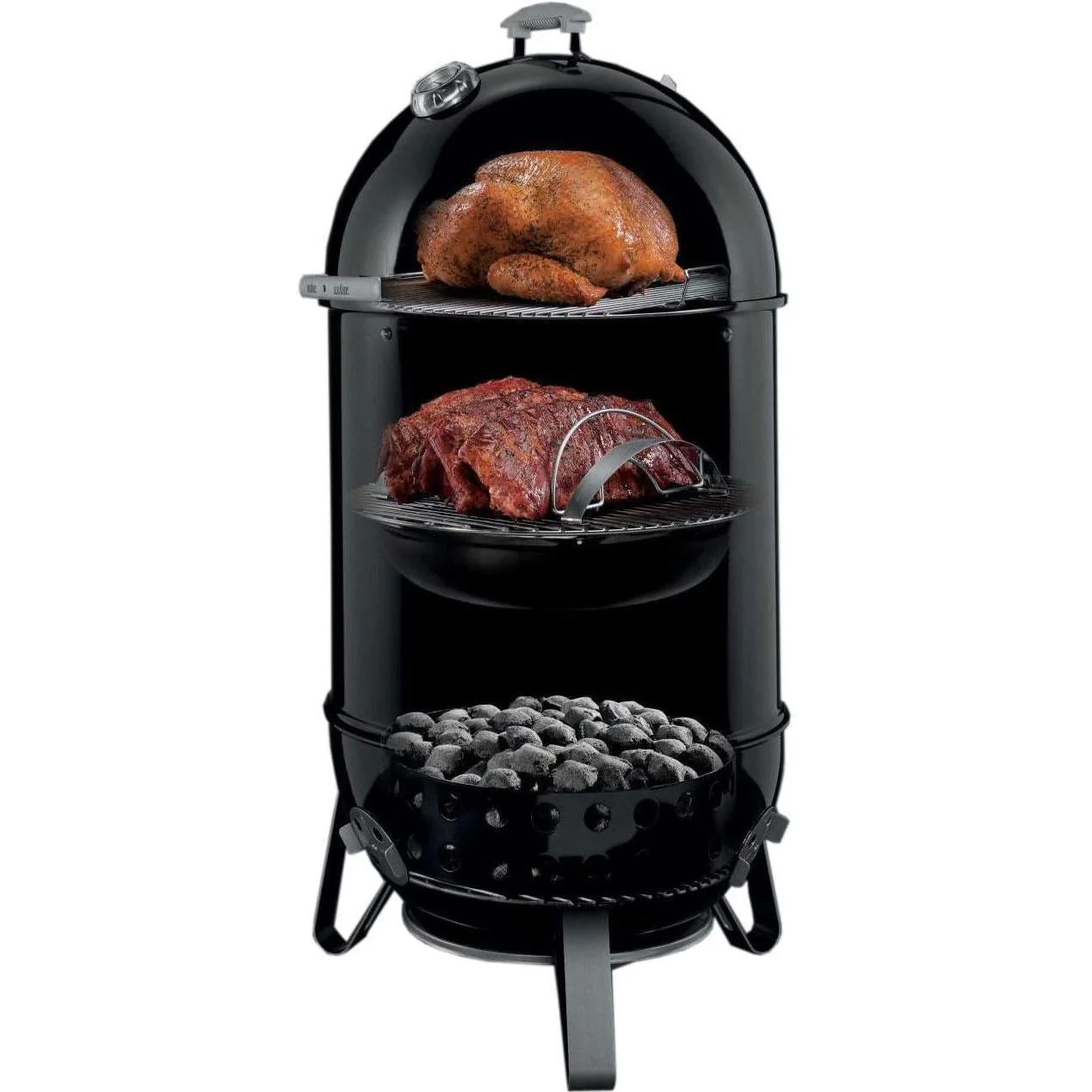 22 Inch Smokey Mountain Cooker Smoker In Black With Cover And Built-In Thermometer(22.5-quot-) - Image 3