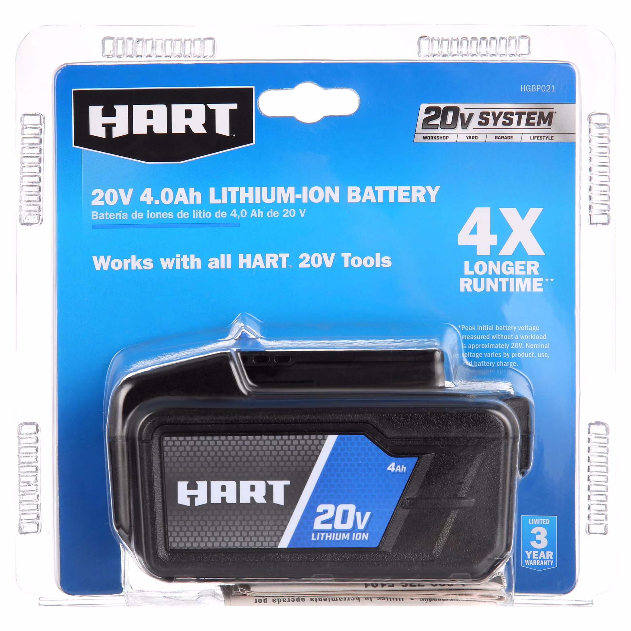 HART 20V Lithium - Ion 4.0ah Battery (Charger Not Included)