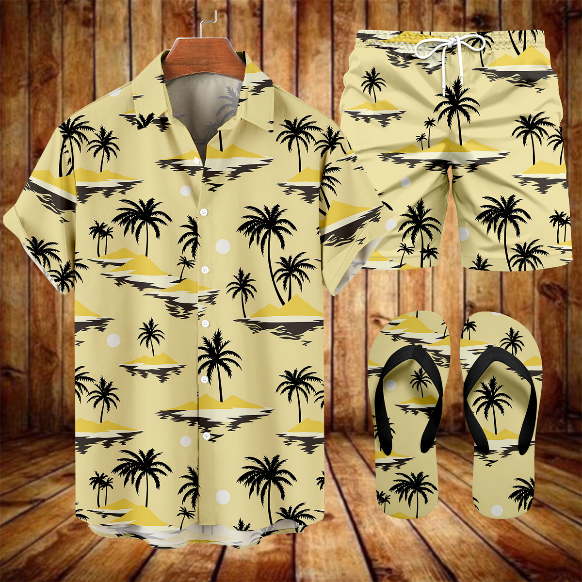 Ensemble trois pièces Suitmens pour homme, imprimé vacances hawaïennes, motif tiki, référence 017