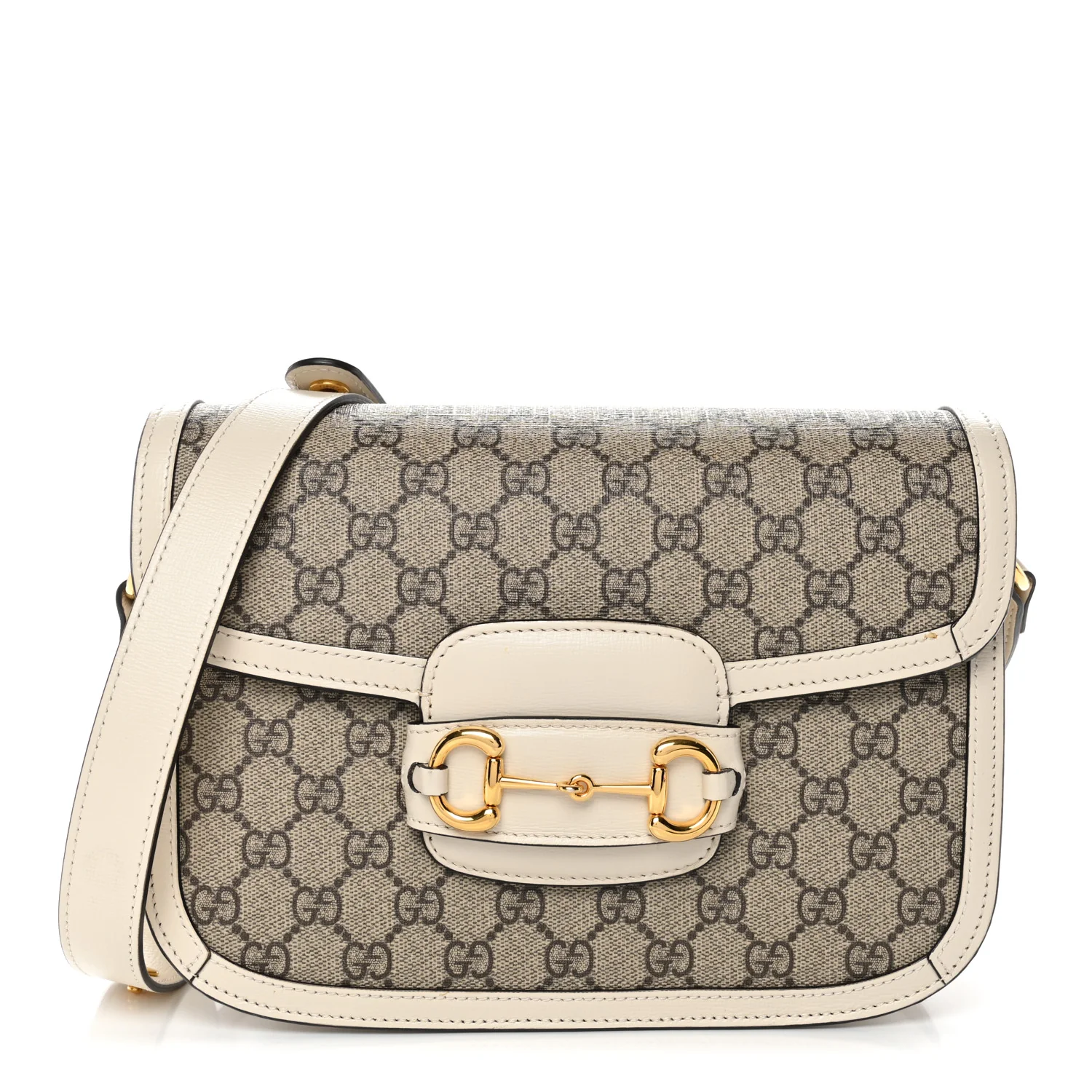 GG Supreme Monogram Horsebit 1955 Shoulder Bag Beige Mystic White