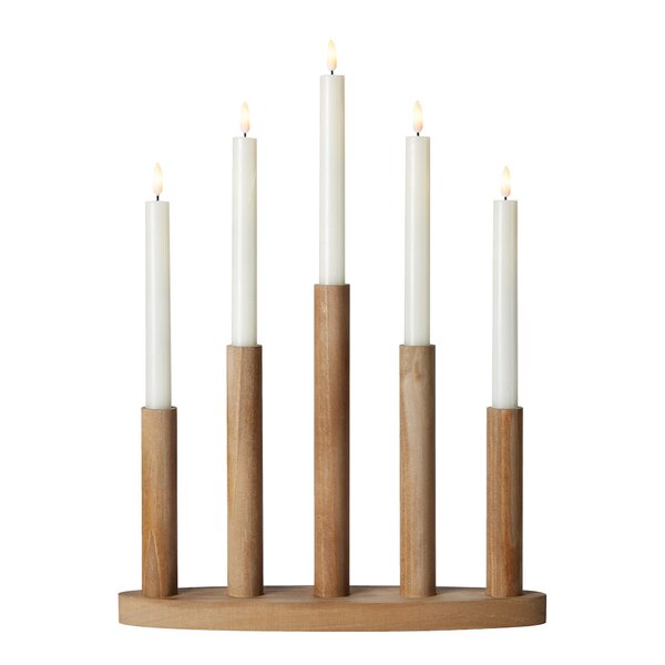 Miila trådløs adventsstake 5-armet beiset brun