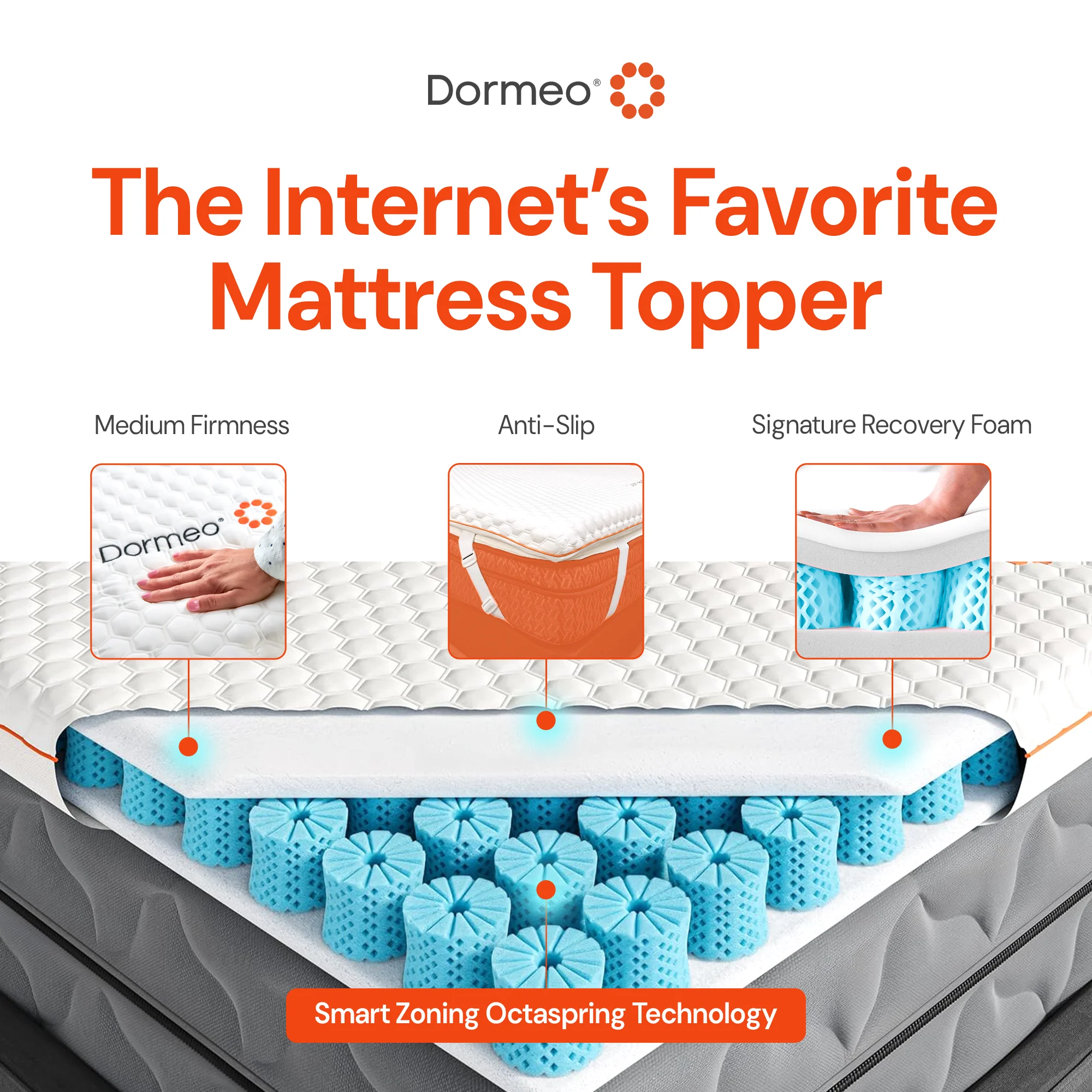 Premium Mattress Topper Queen Bed Cooling Mattress Pad with Octaspring Technology(Queen) - Image 3
