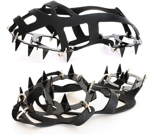 18-Teeth Anti-Slip Ice Snow Grips, Shoe Boot Traction Cleats, Durable Winter Safety Ice Cleats for Hiking Walking Outdoor