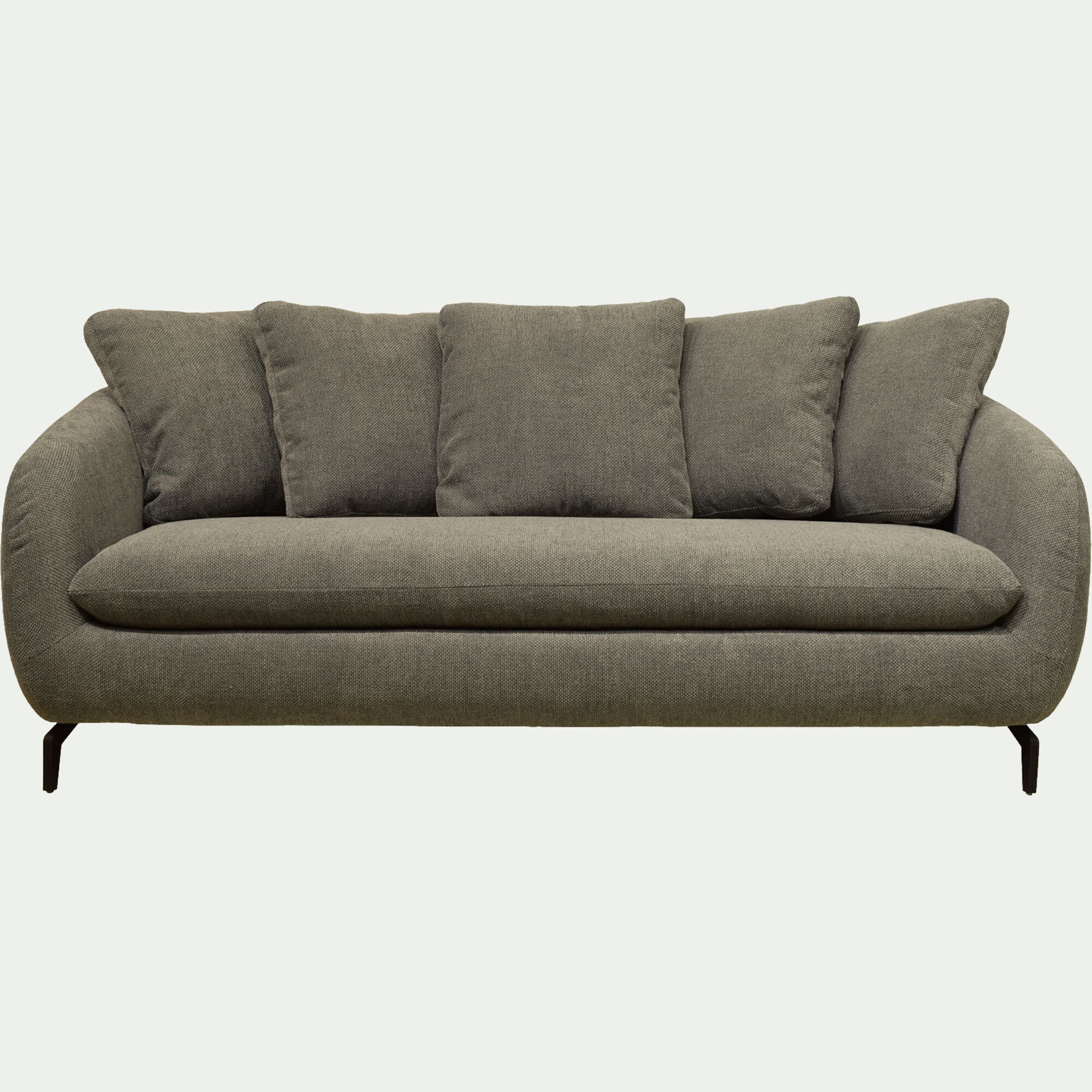 COLINE - Canapé 3 places fixe en tissu doux - vert garrigue